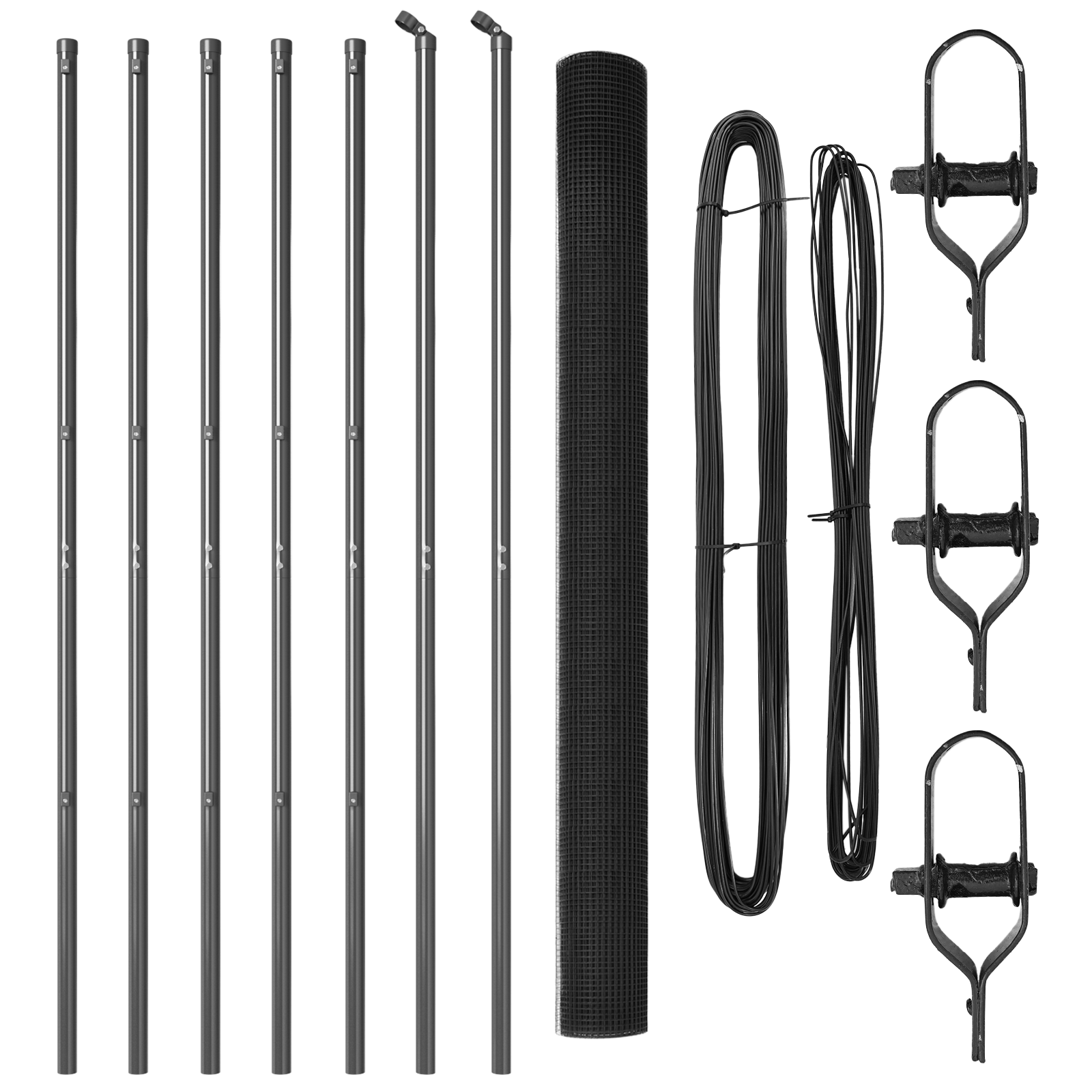 Fence Post Set Set of 2 Grey Metal 10 x 1.5 m Durable - Image 4