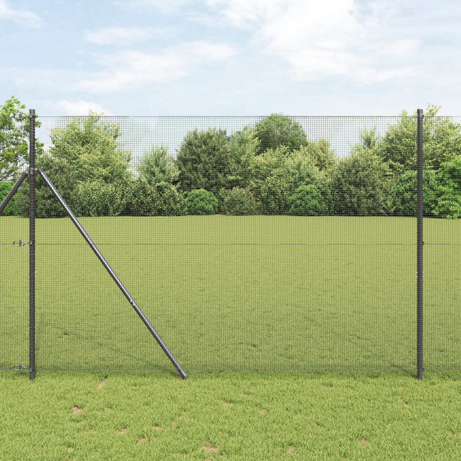 Welded Wire Fence with 7 Posts Grey 1.6x10 m Steel