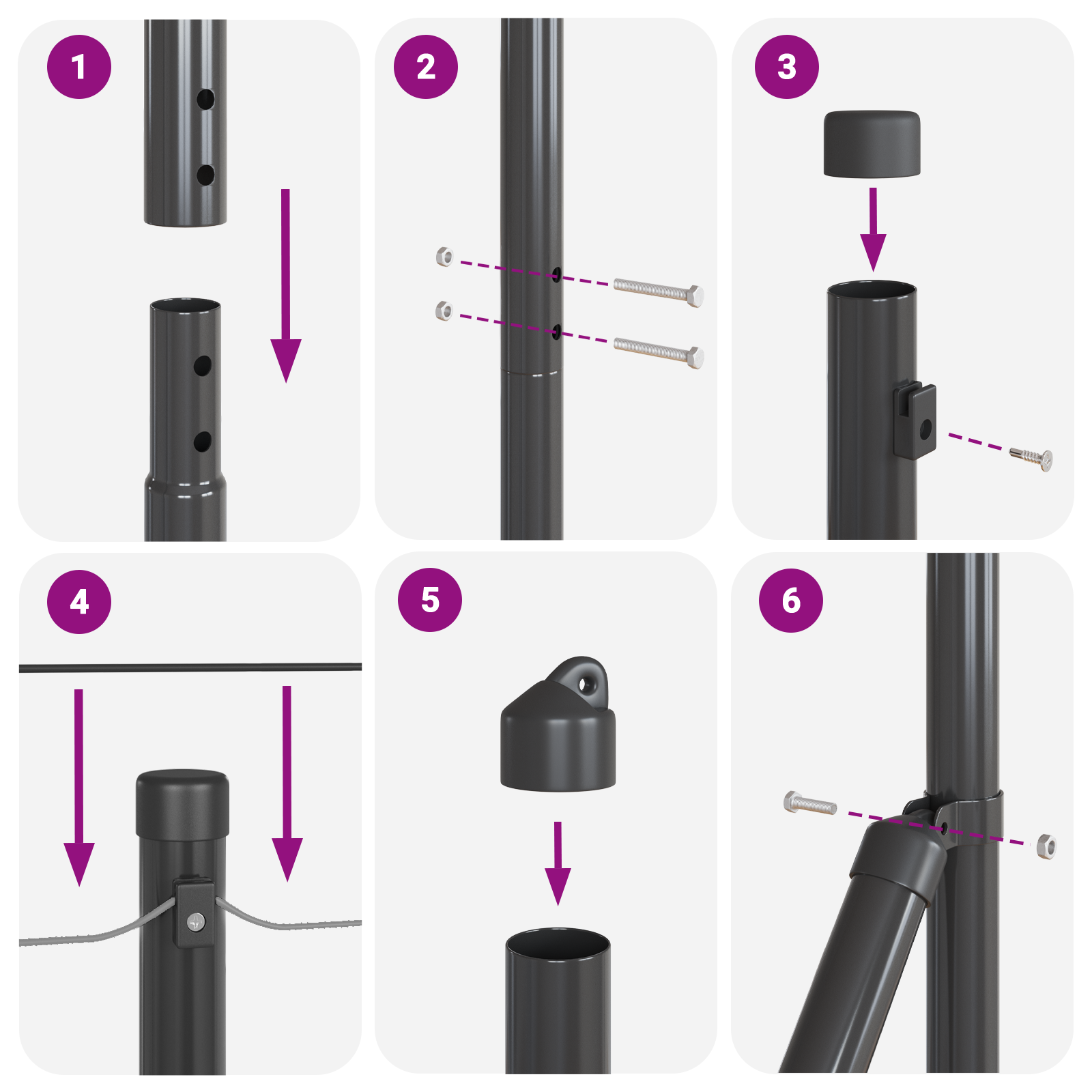 Welded Wire Fence with 7 Posts Grey 1.6x10 m Steel - Image 10