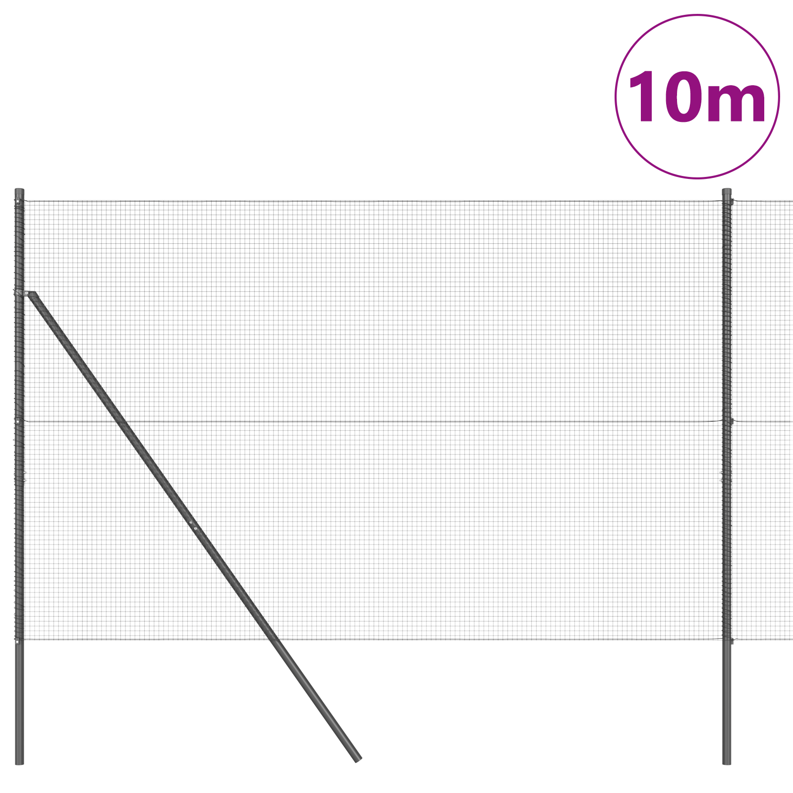 Welded Wire Fence with 7 Posts Grey 1.6x10 m Steel - Image 3