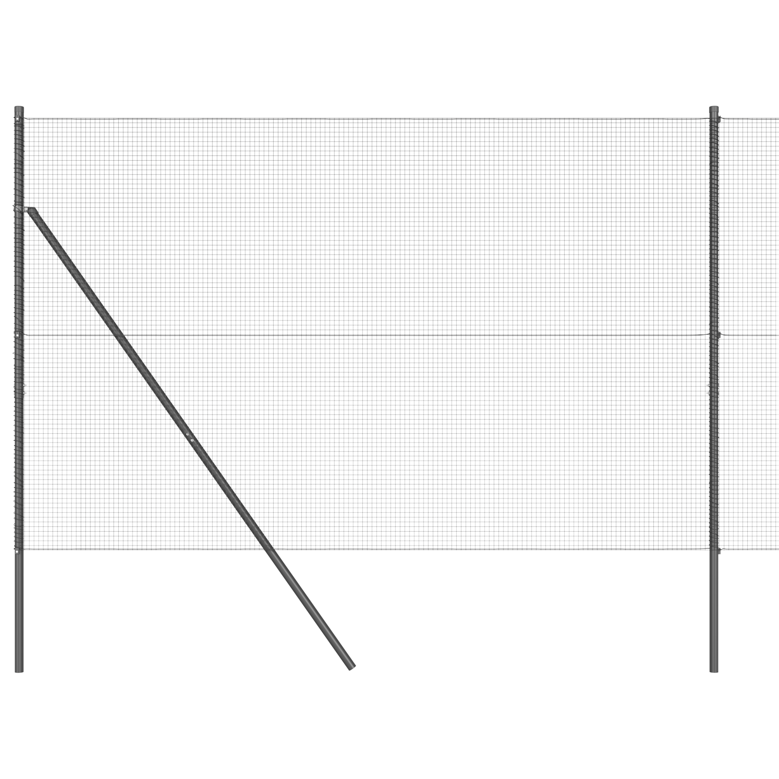 Welded Wire Fence with 7 Posts Grey 1.6x10 m Steel - Image 2
