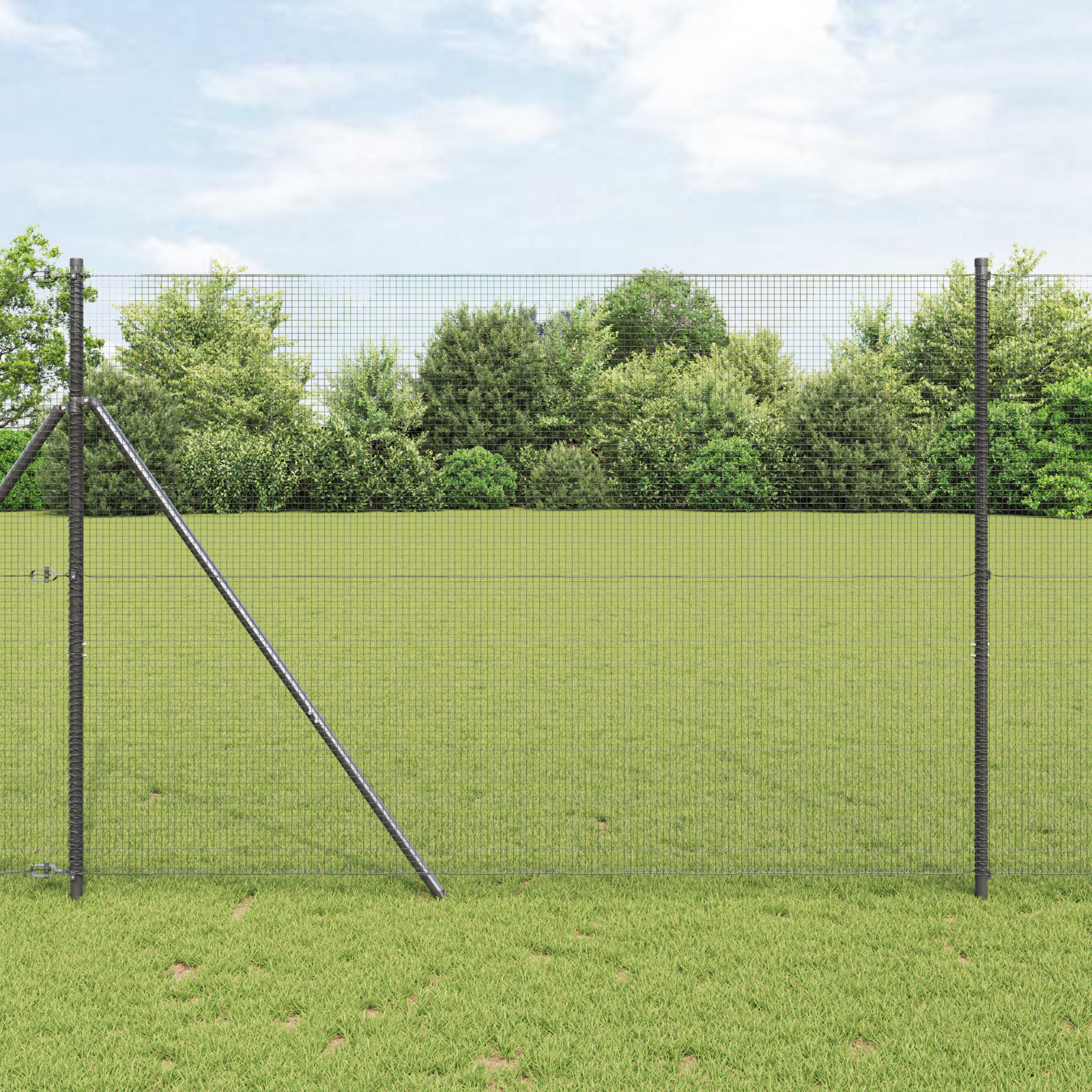 Welded Wire Fence with 7 Posts Grey 1.6x10 m Steel
