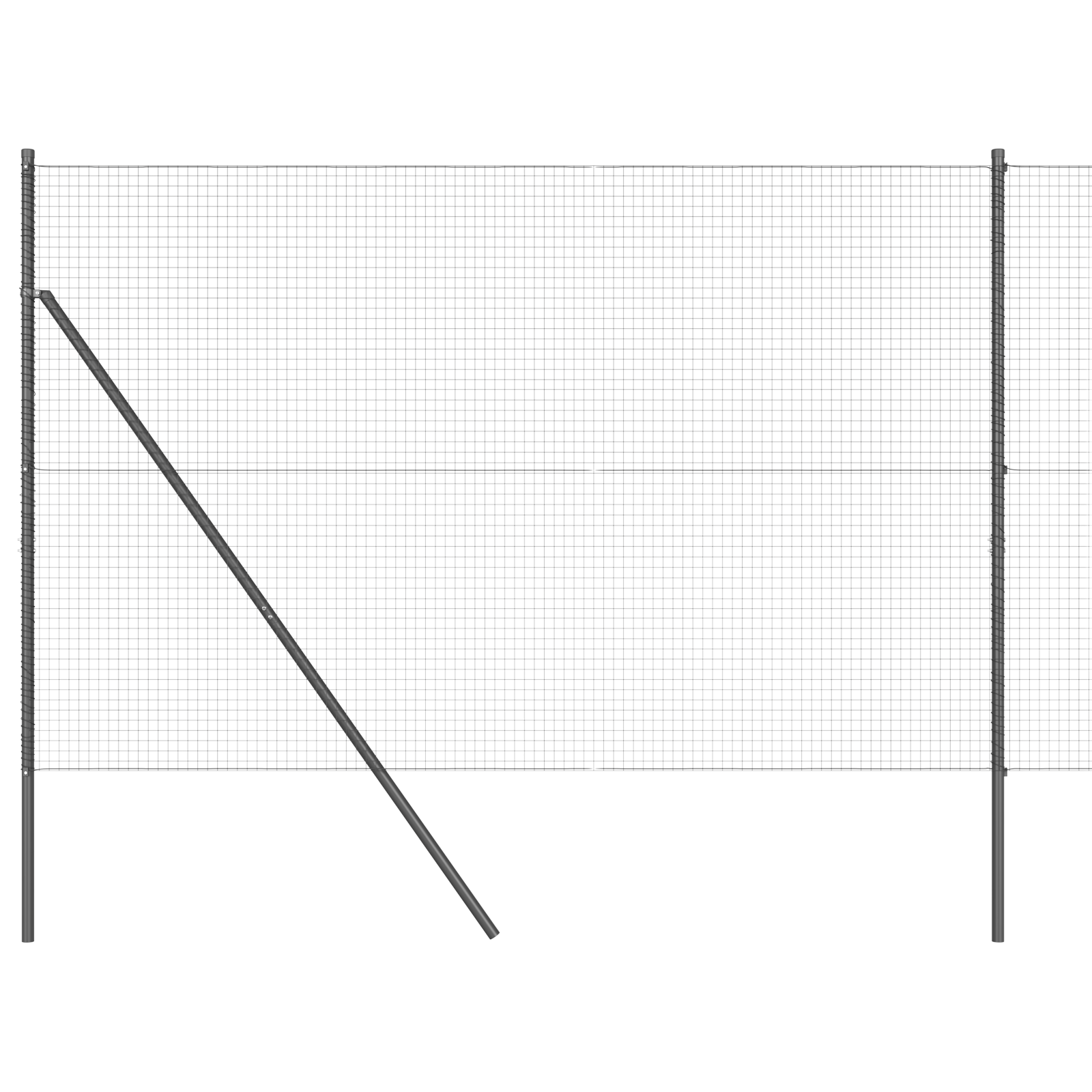 Welded Wire Fence with 7 Posts Grey 1.6x10 m Steel - Image 2