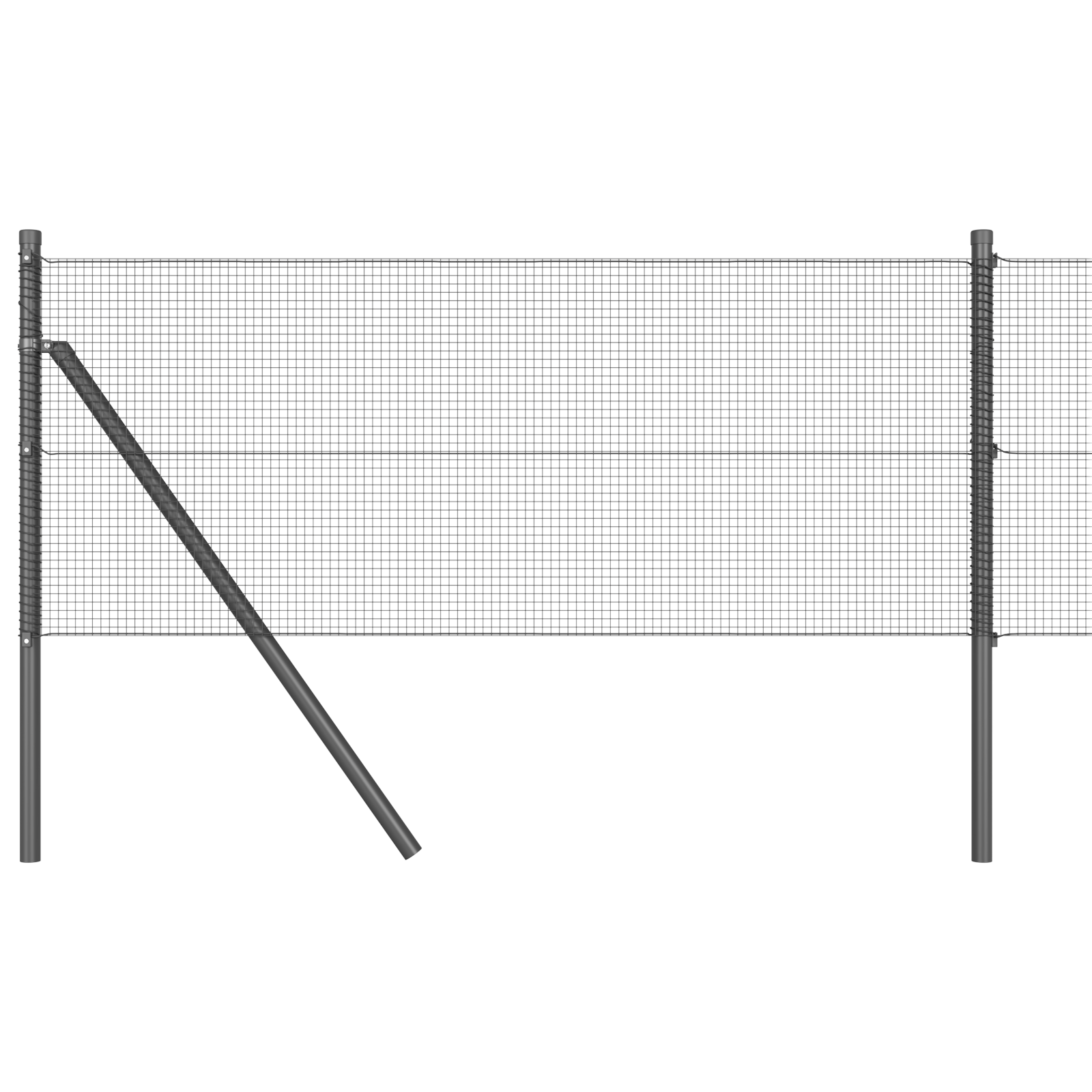 Welded Wire Fence with 13 Posts Grey 0.4 x 25 m Steel - Image 2