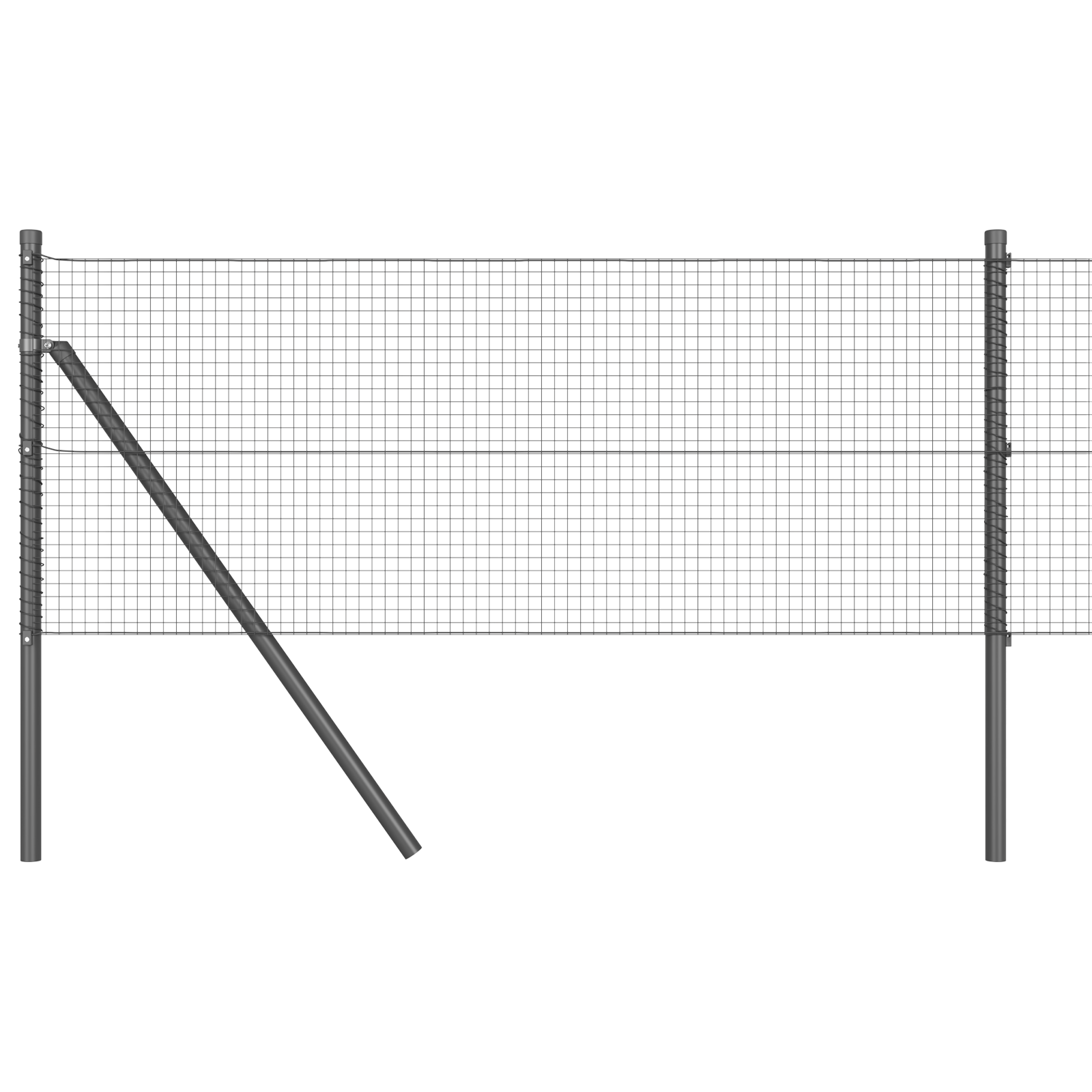Welded Wire Fence with 13 Posts Grey 0.4x25 m Steel - Image 2