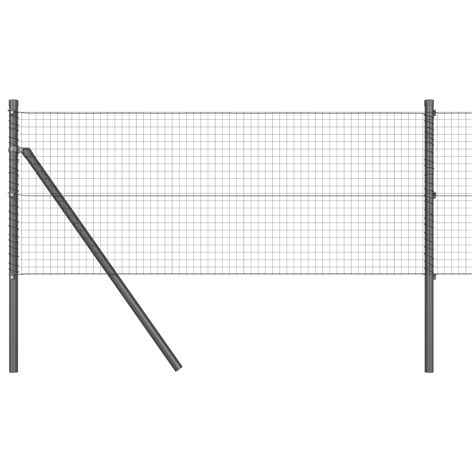 Welded Wire Fence with 13 Posts Grey 0.4x25 m Steel - Image 2