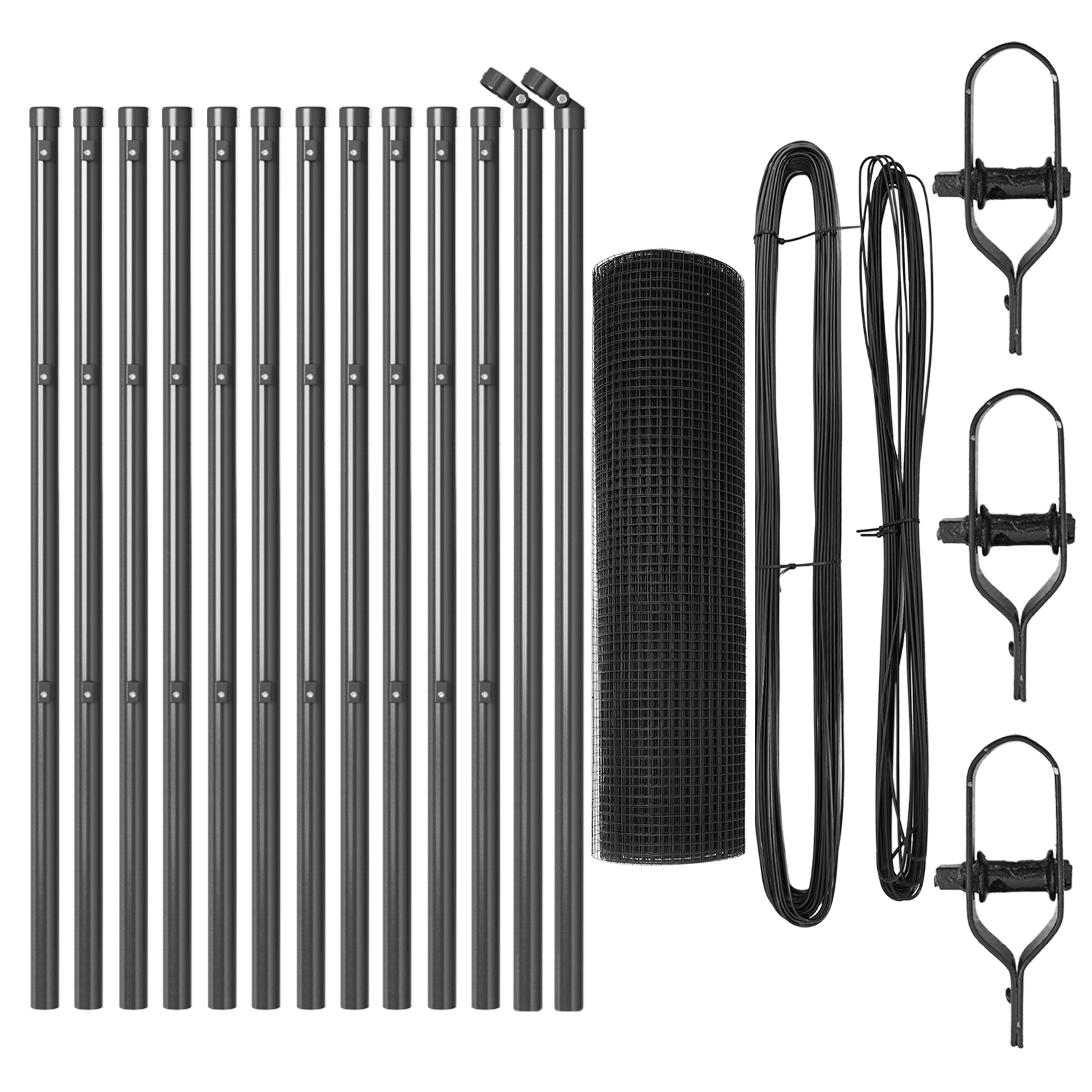 Fence Post Set Set of 2 Grey Plastic, Metal 25 x 0.5 m Durable - Image 4