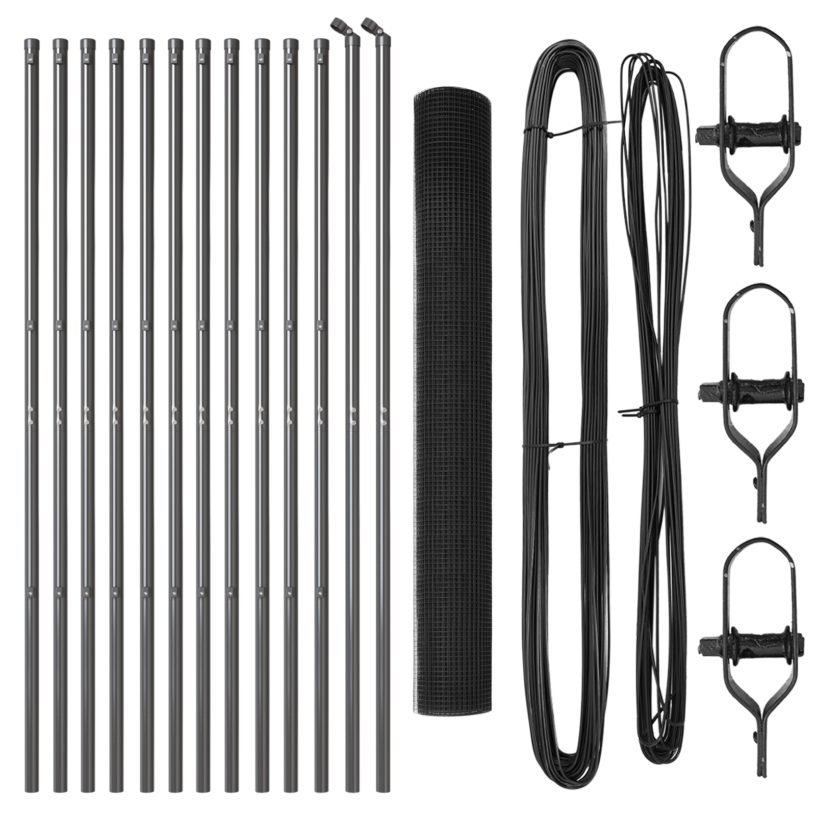 PVC-Coated Fence Post Set Set of 2 Grey PVC-coated metal 25 x 1 m - Image 4