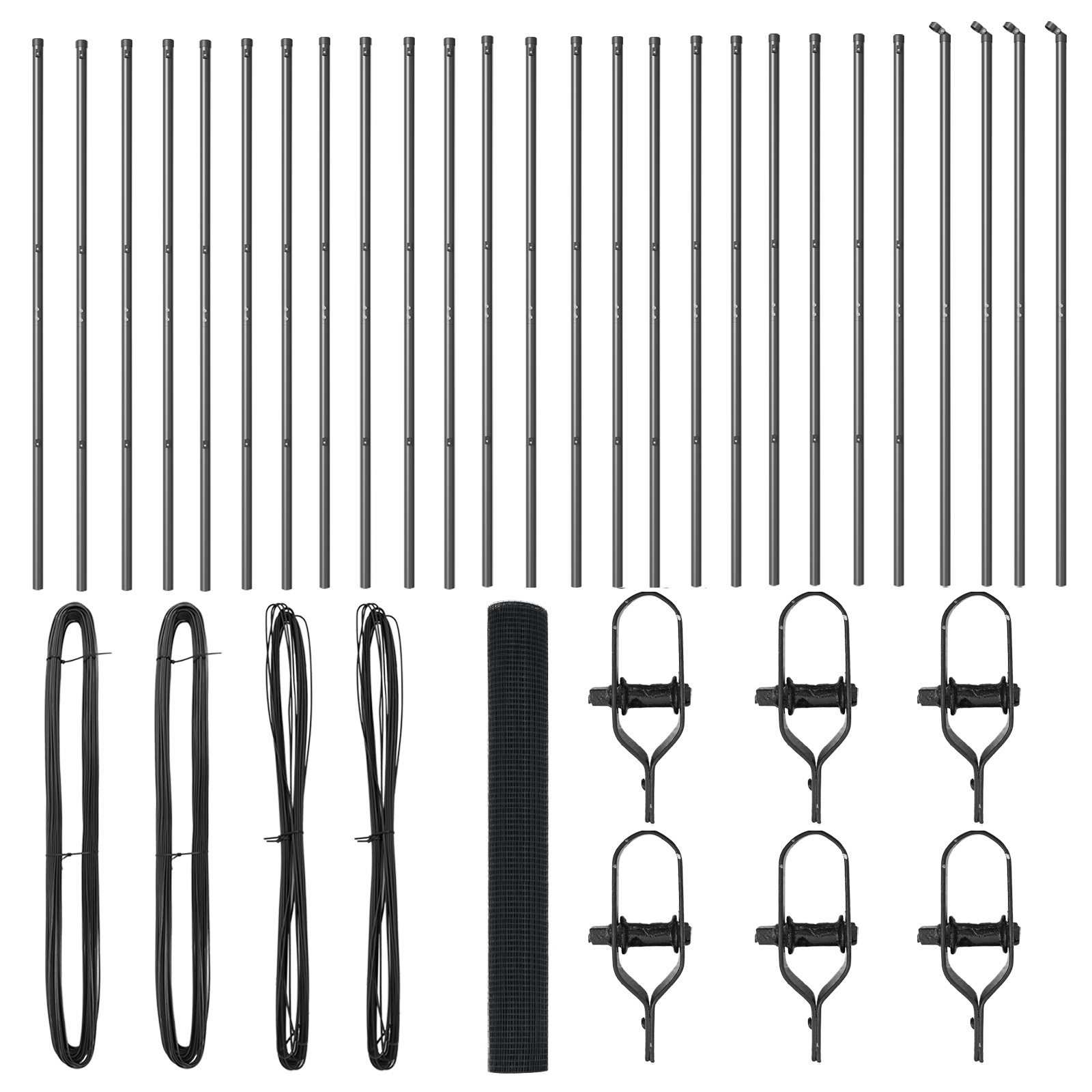 Welded Wire Fence with 13 Posts Grey 1x50 m Steel - Image 4