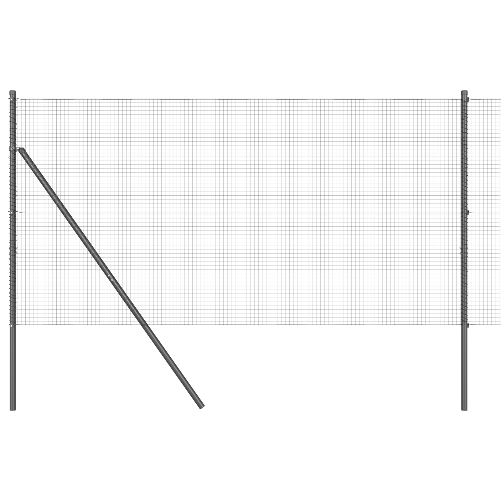 Welded Wire Fence with 13 Posts Grey 1x50 m Steel - Image 2