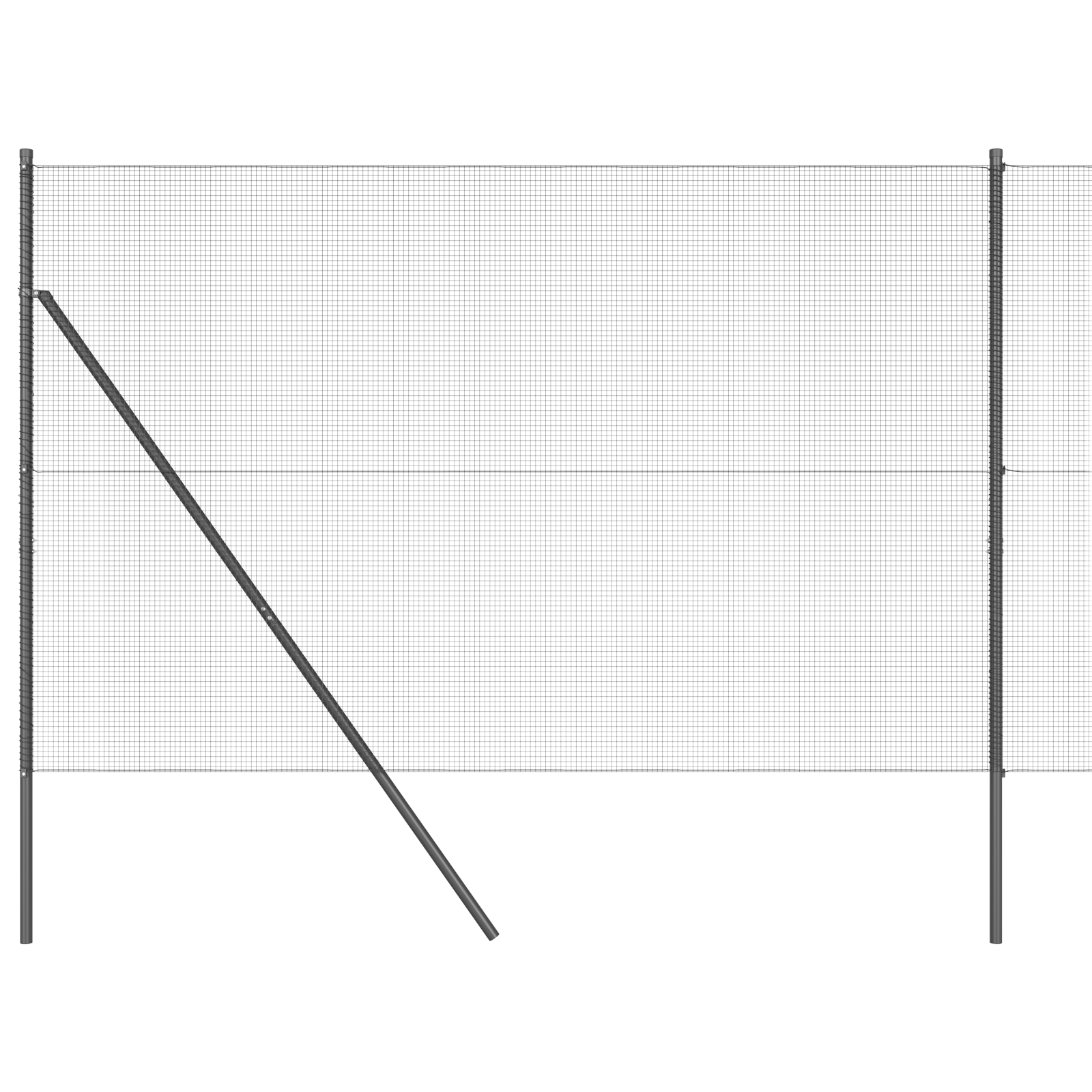 Welded Wire Fence with 13 Posts Grey 1.5x50 m Steel - Image 2