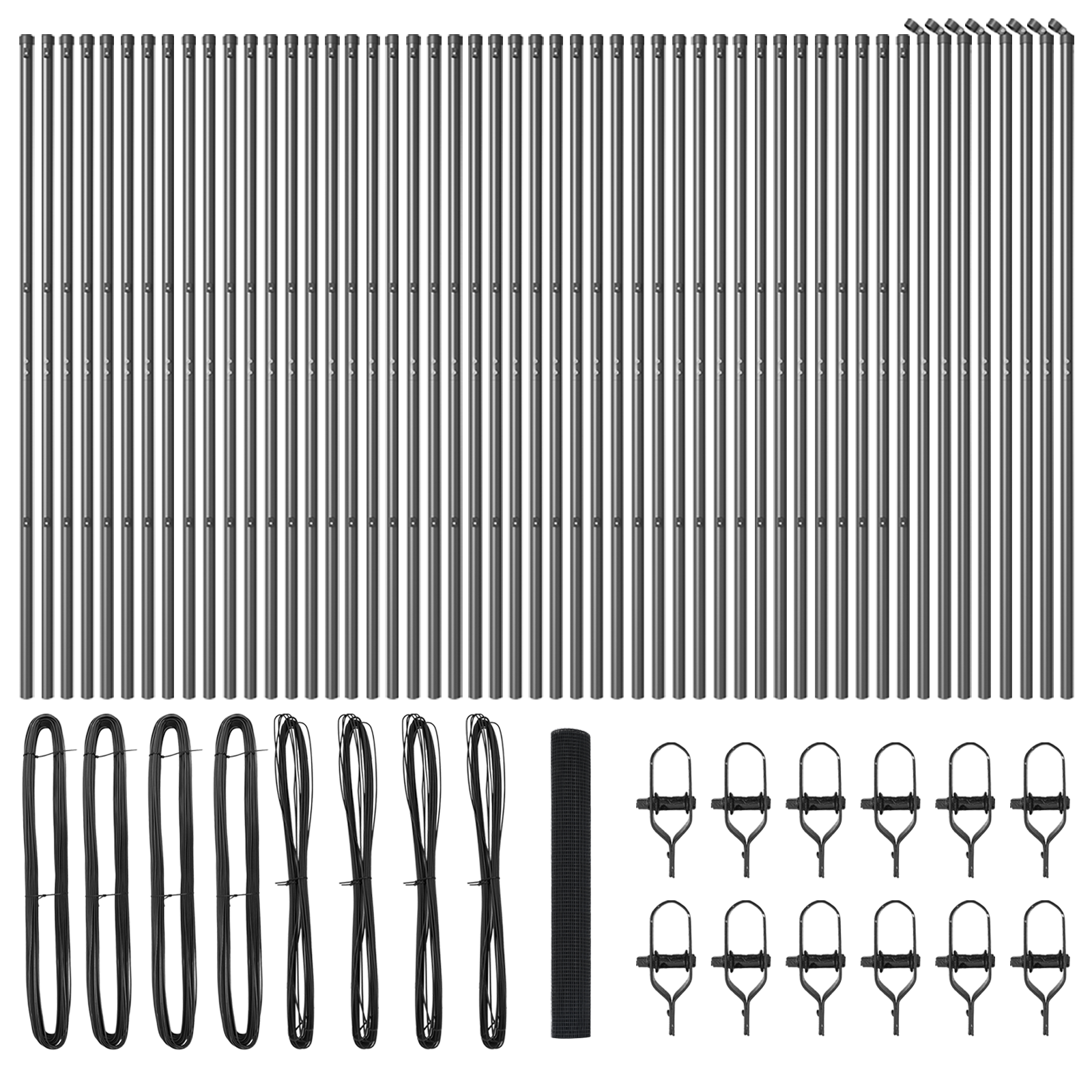 Welded Wire Fence with 13 Posts Grey 1x100 m Steel - Image 4