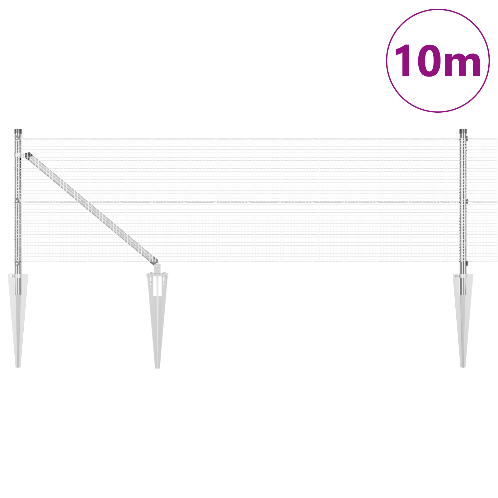 Fence Post Set Set of 2 Galvanised steel 10 x 0.5 m Durable - Image 3