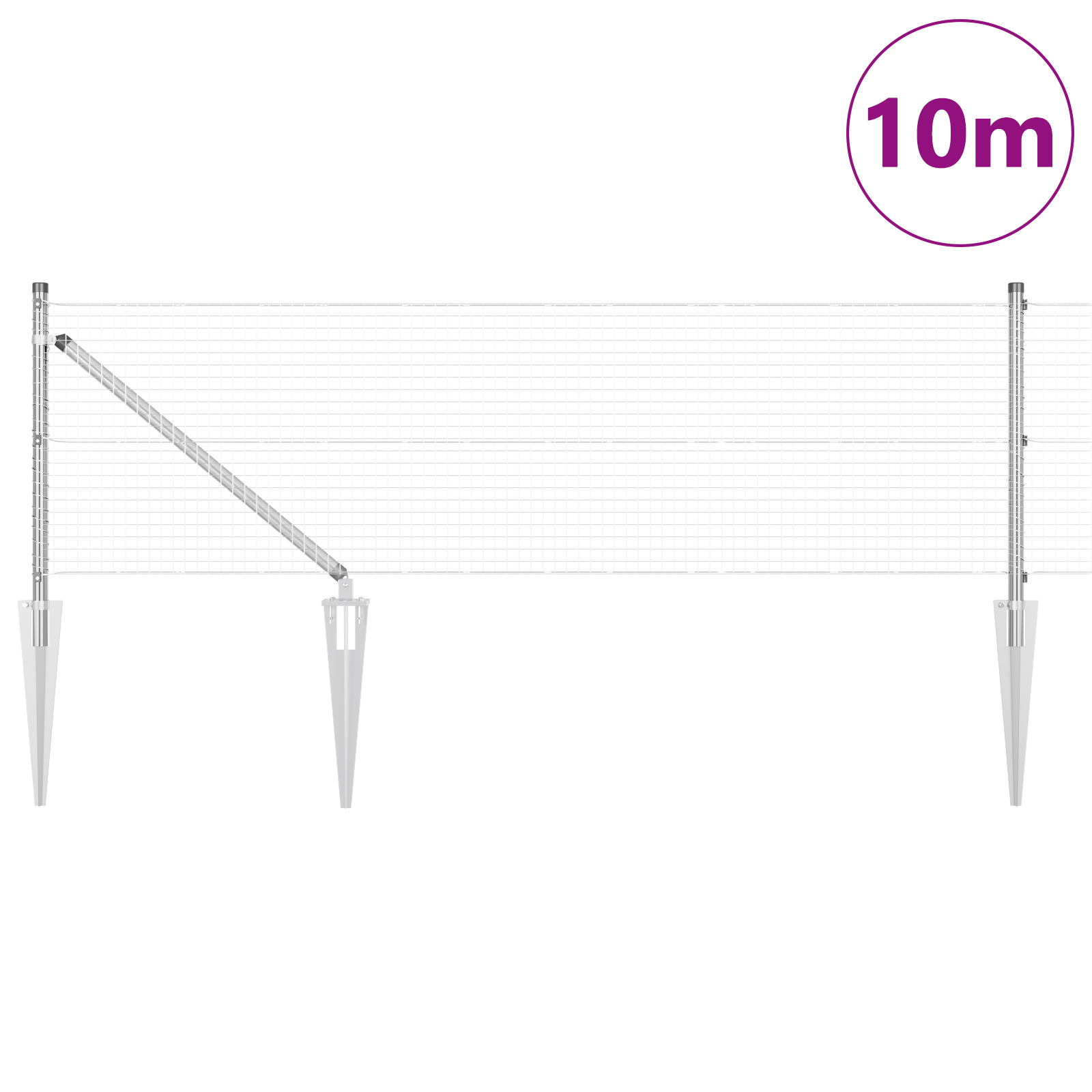 Welded Wire Fence with 7 Spike Posts 0.6x10 m Galvanised Steel - Image 3