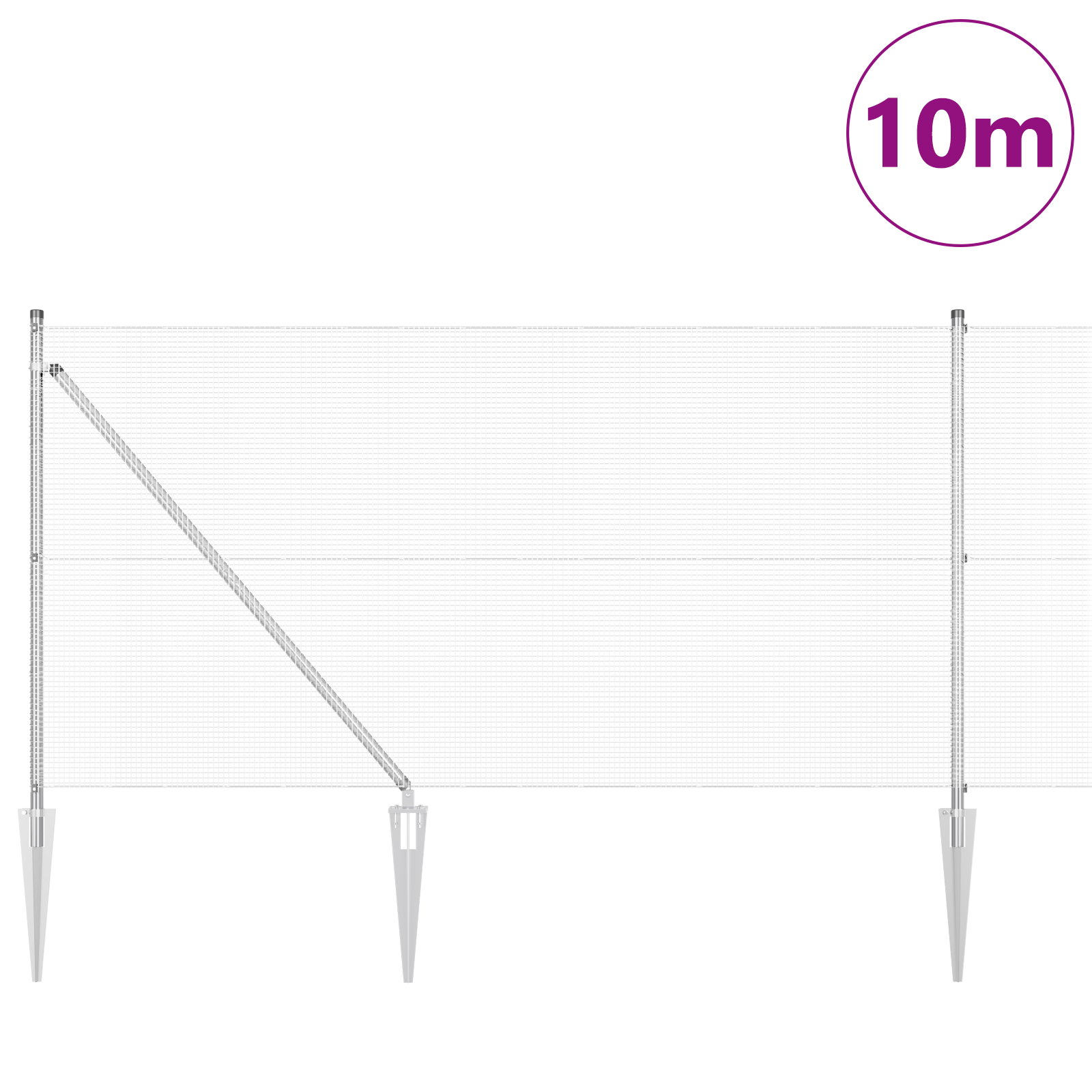 Fence Post Set Set of 2 Galvanised steel 10 x 1 m Durable - Image 3