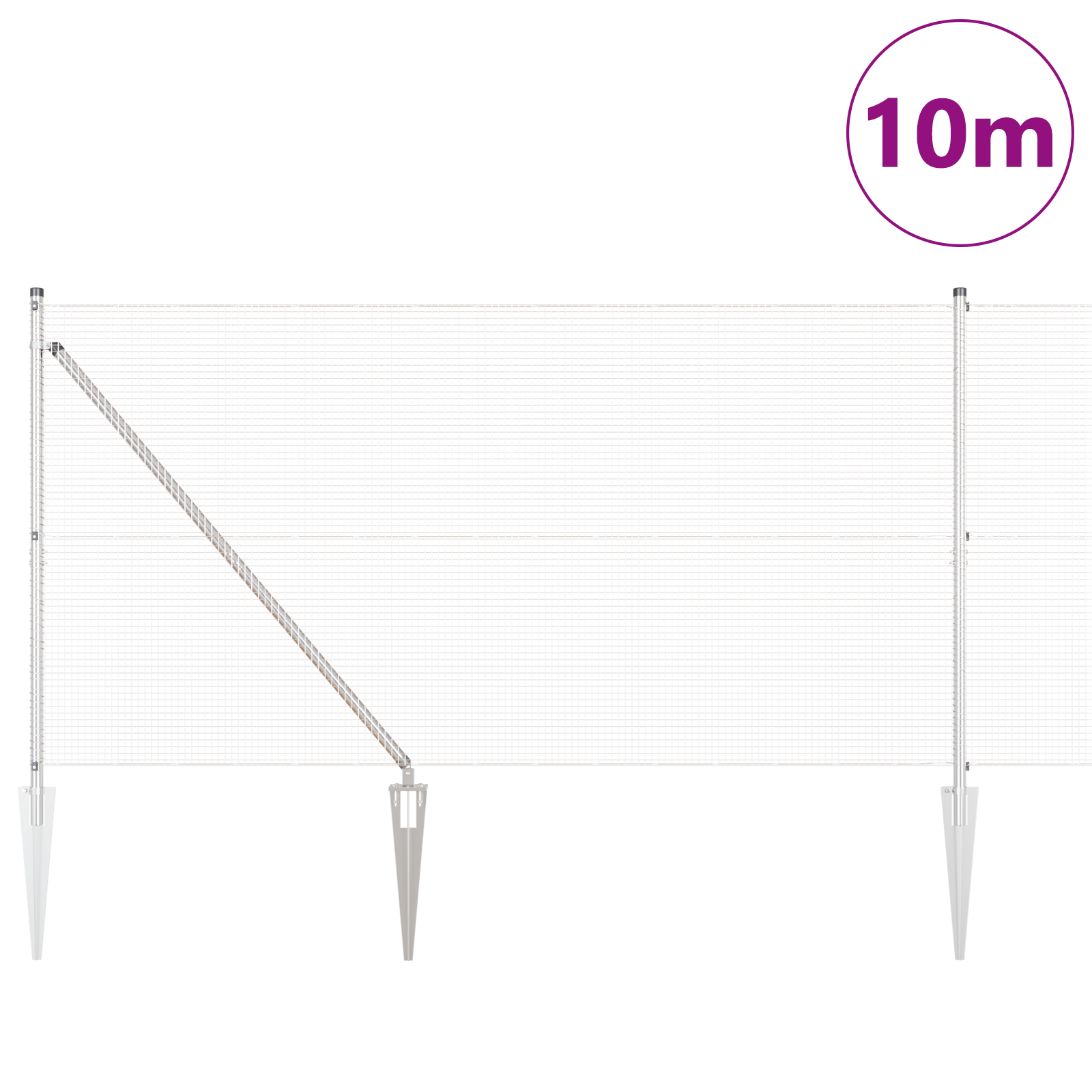 Welded Wire Fence with 7 Spike Posts 1.4x10 m Galvanised Steel - Image 3