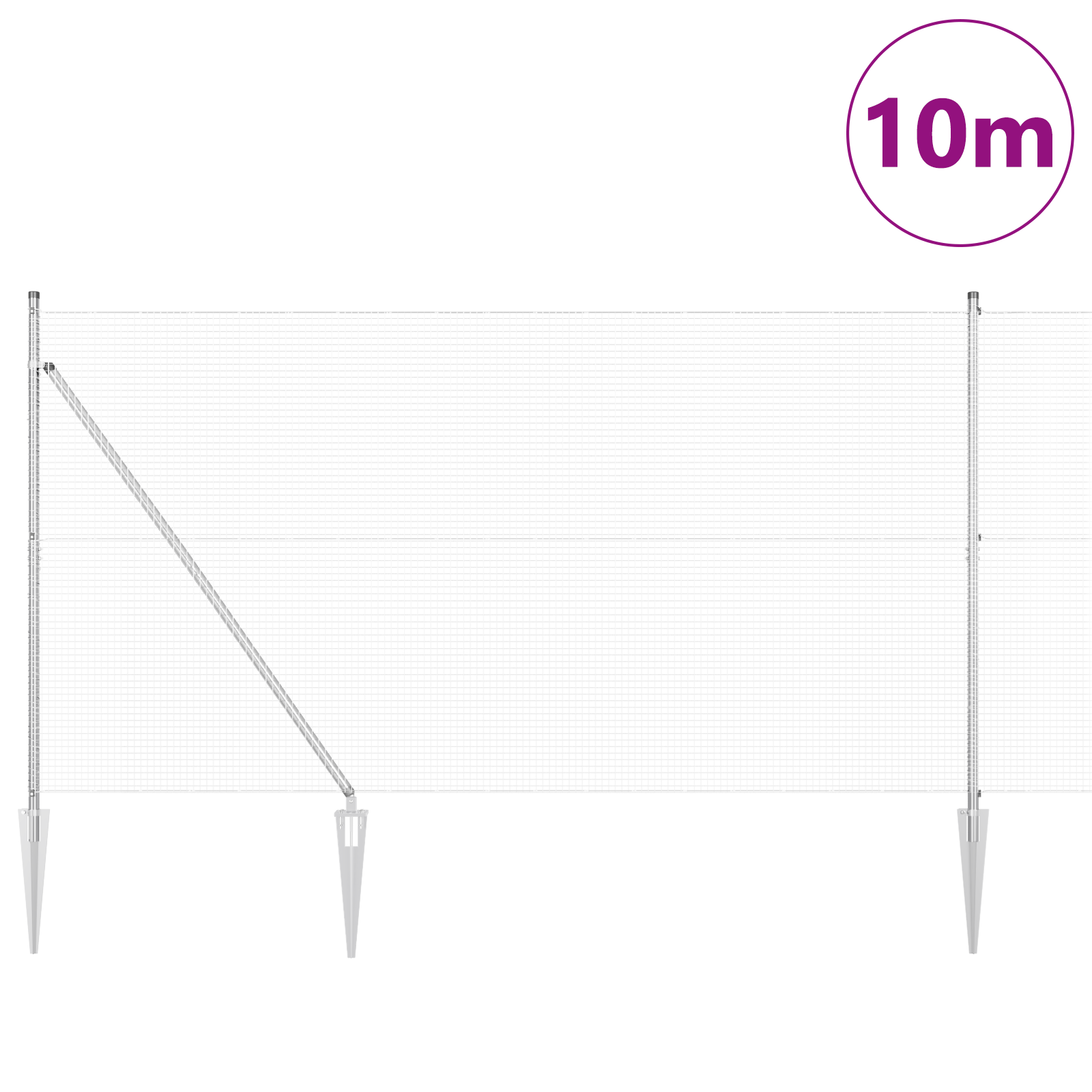 Fence Post Set Set of 2 Galvanised steel 10 x 1.5 m Durable - Image 3