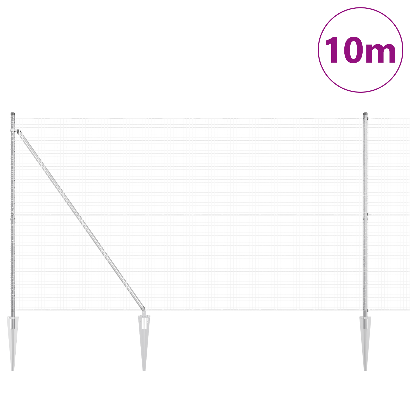 Fence Post Set Set of 2 Galvanised steel 10 x 1.5 m Durable - Image 3