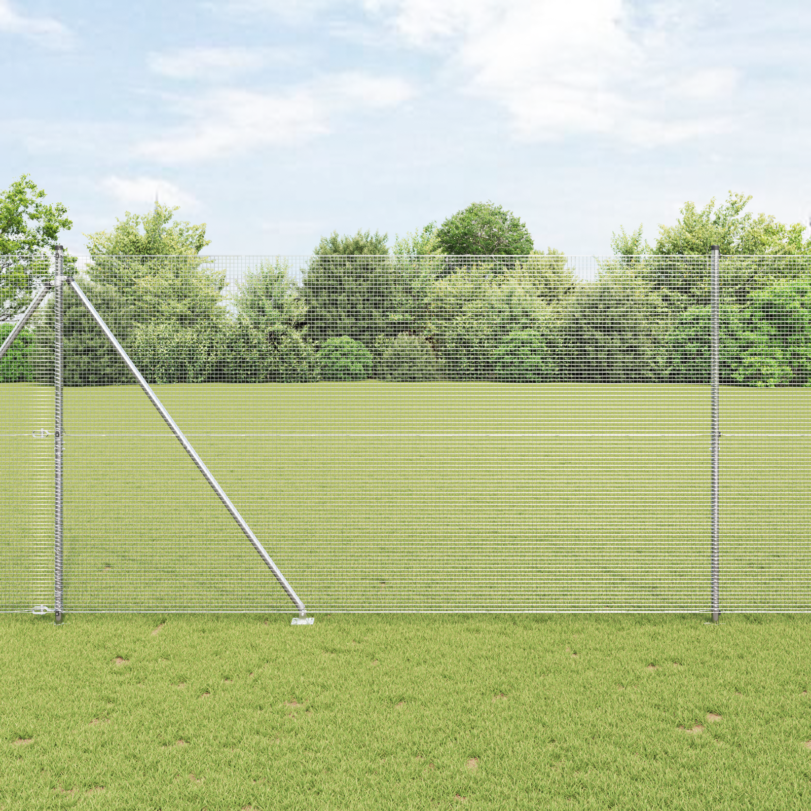Welded Wire Fence with 7 Spike Posts 1.6x10 m Galvanised Steel