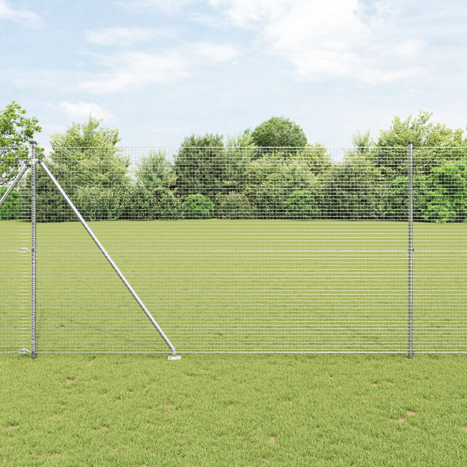 Welded Wire Fence with 7 Spike Posts 1.6x10 m Galvanised Steel