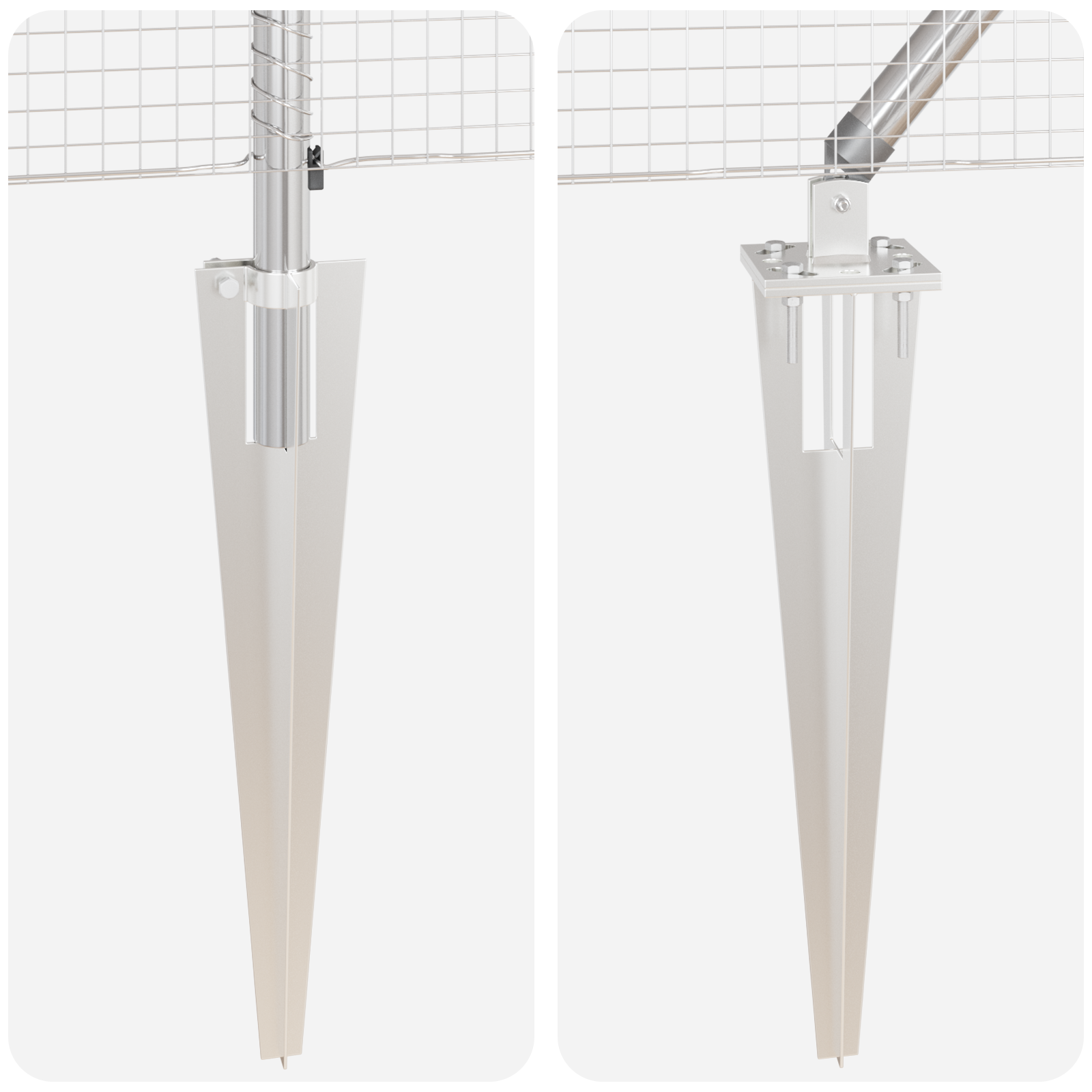 Fence Post Set Set of 2 Galvanised Steel 25 x 0.5 m Sturdy - Image 9