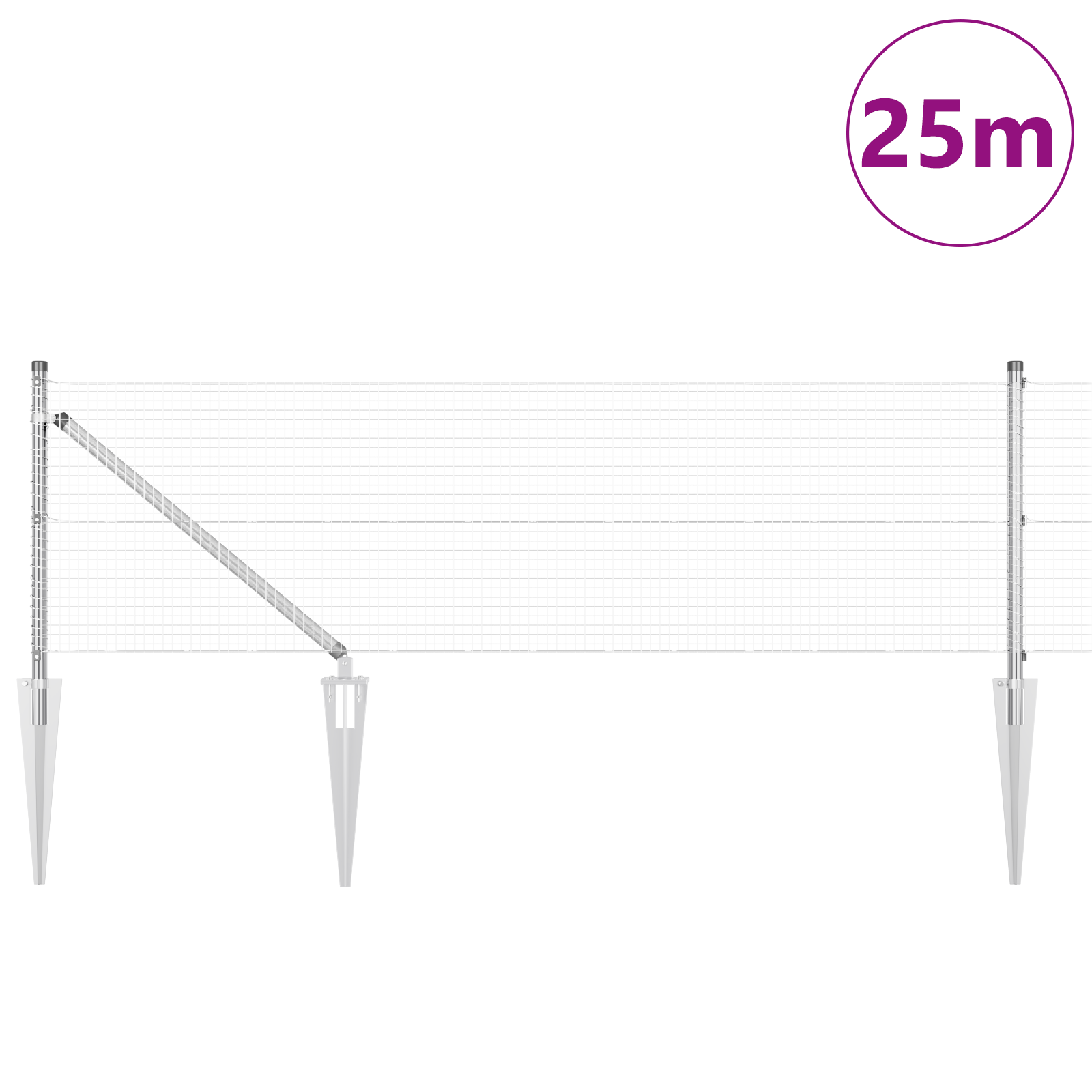 Thumbnail - vidaXL Zaunpfosten Set 2er Set Verzinkter Stahl 25 x 0,5 m Stabil