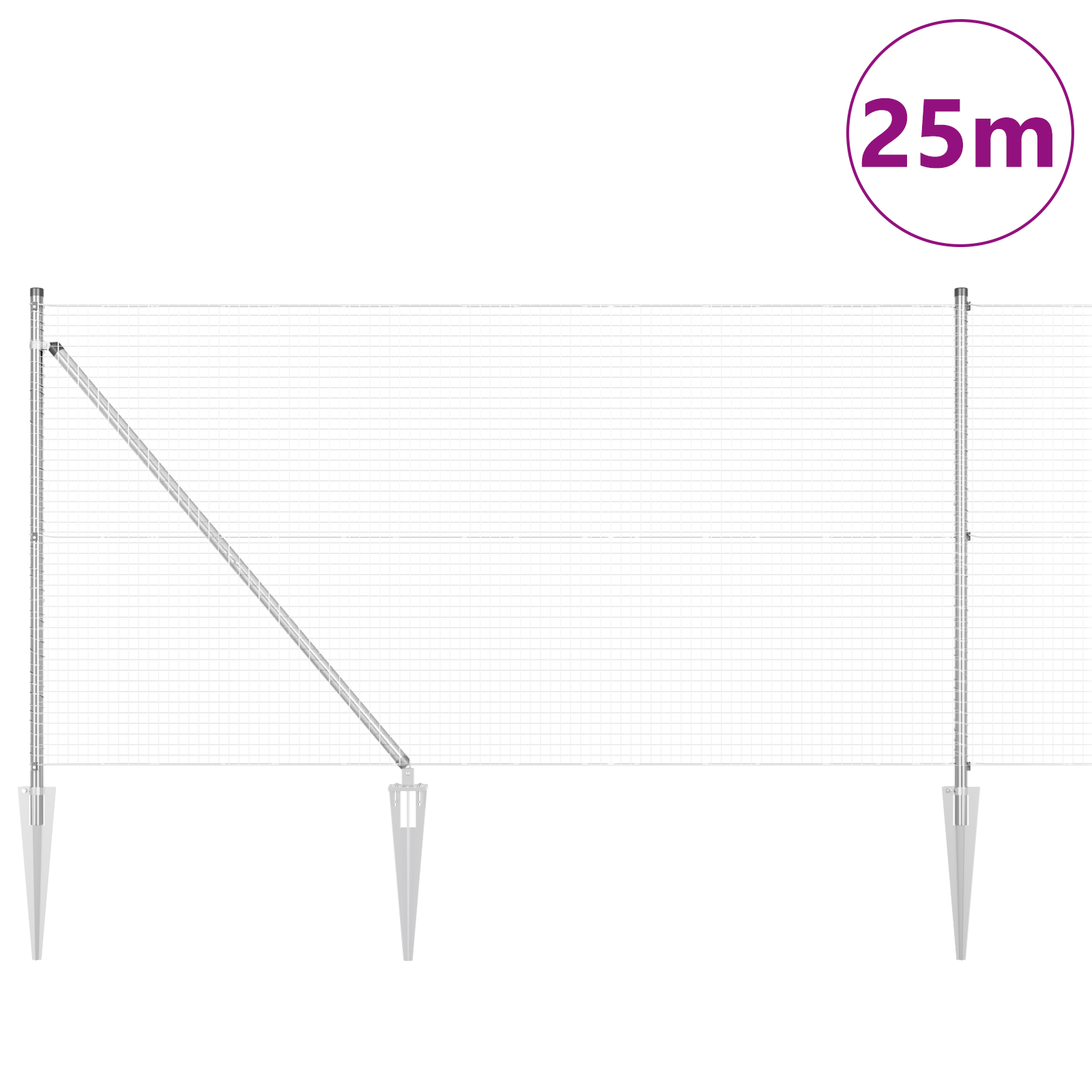 Fence Post Set Set of 2 Galvanised Steel 25 x 1 m Tough - Image 3