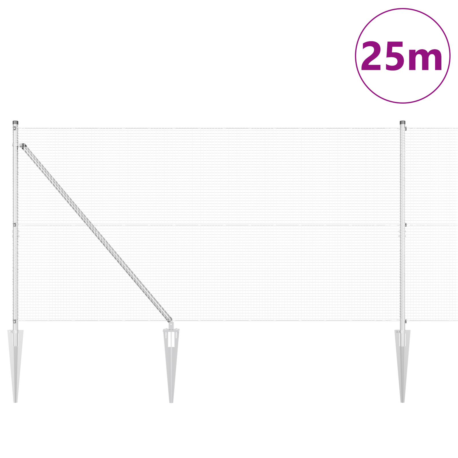 Welded Wire Fence with 13 Spike Posts 1.4x25 m Galvanised Steel - Image 3