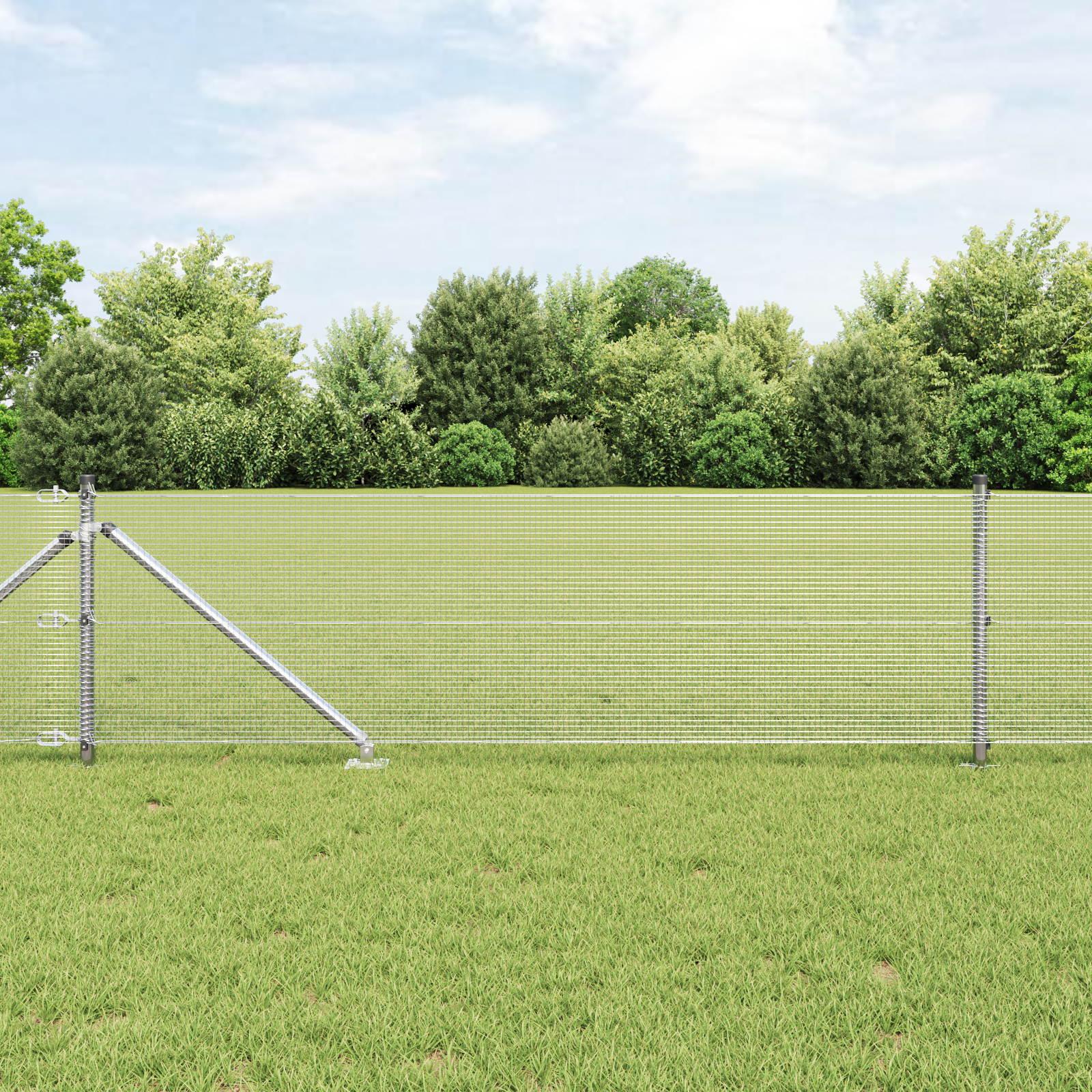 Welded Wire Fence with 13 Spike Posts 0.5x50 m Galvanised Steel