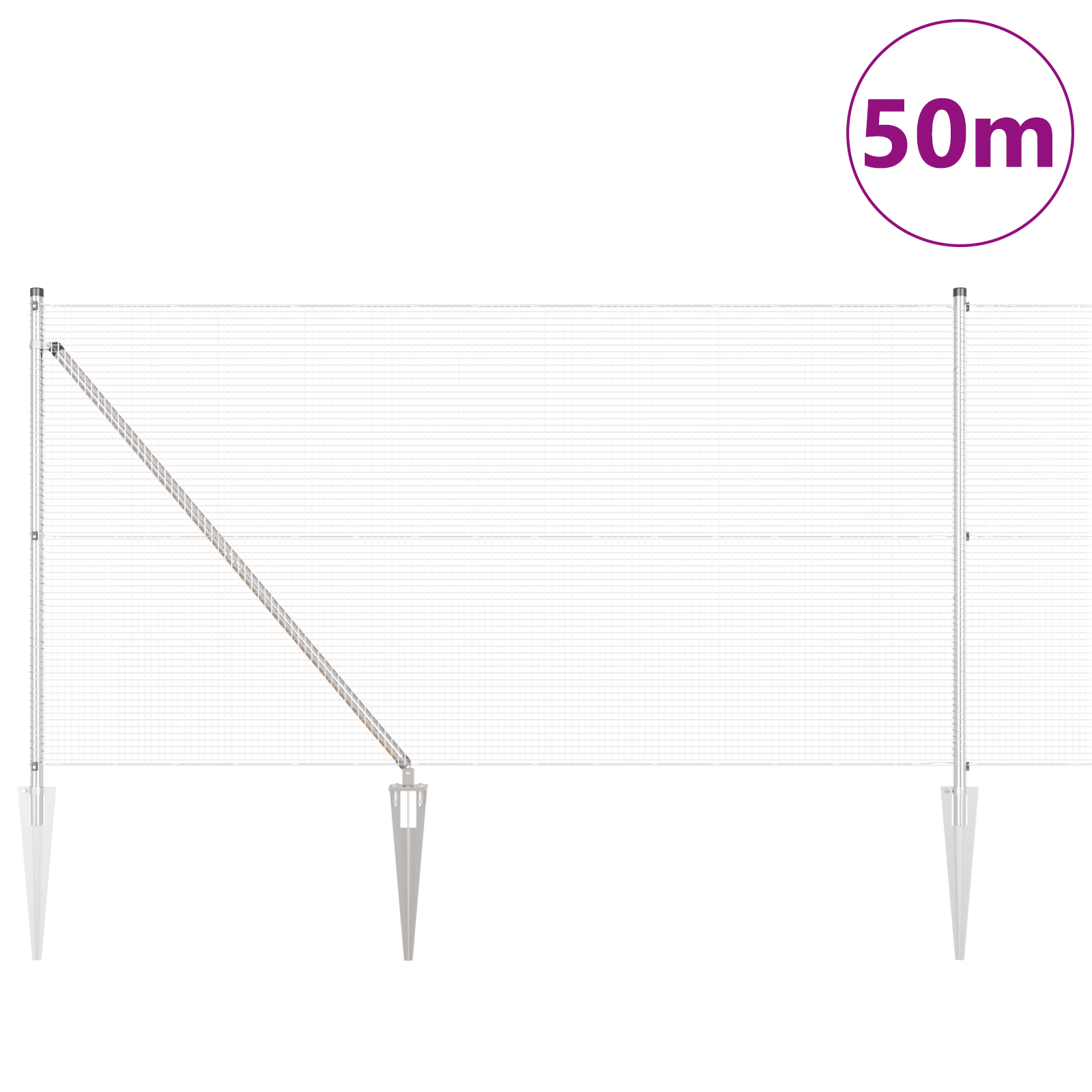 Welded Wire Fence with 13 Spike Posts 1x50 m Galvanised Steel - Image 3