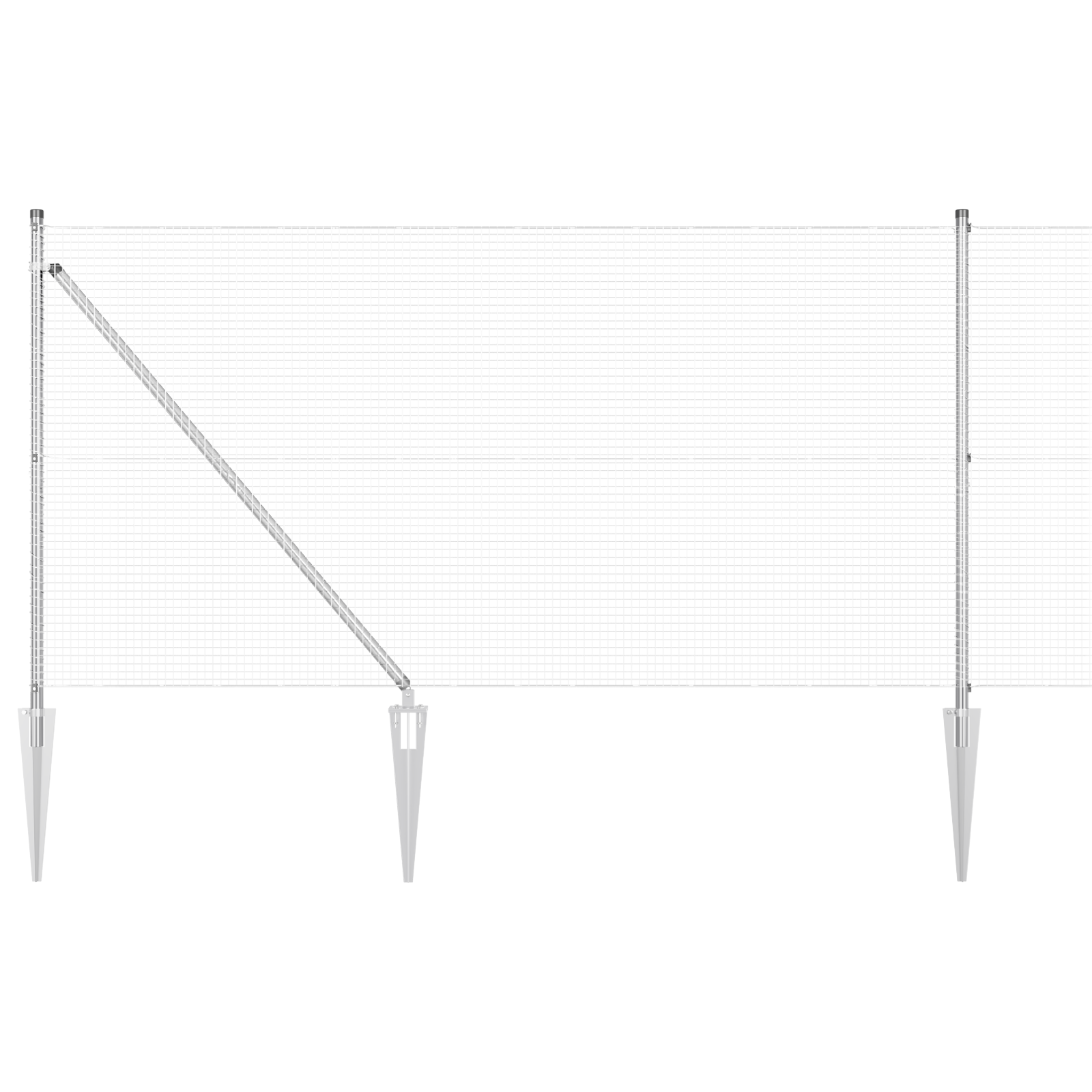 Welded Wire Fence with 13 Spike Posts 1x50 m Galvanised Steel - Image 2