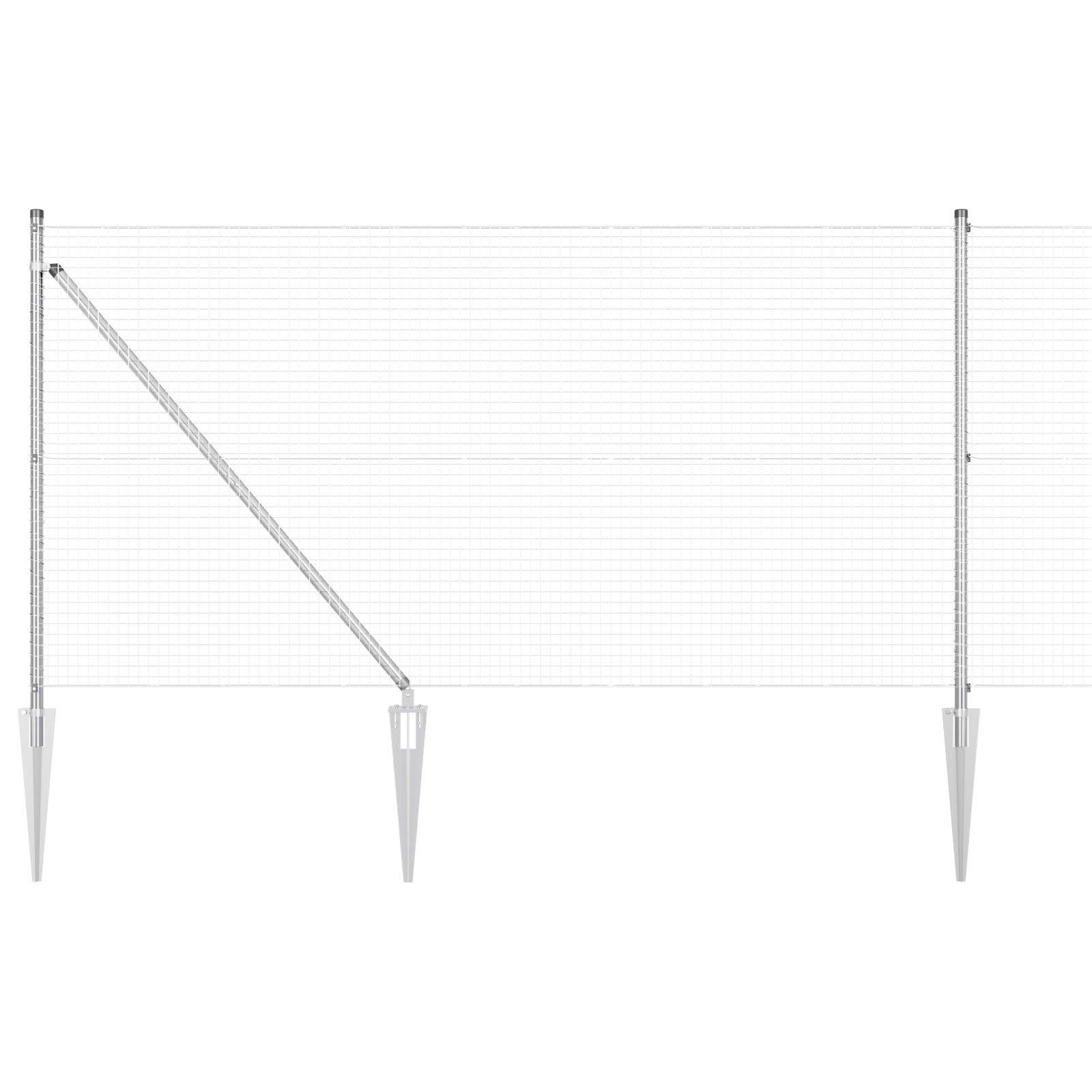 Welded Wire Fence with 13 Spike Posts 1x50 m Galvanised Steel - Image 2