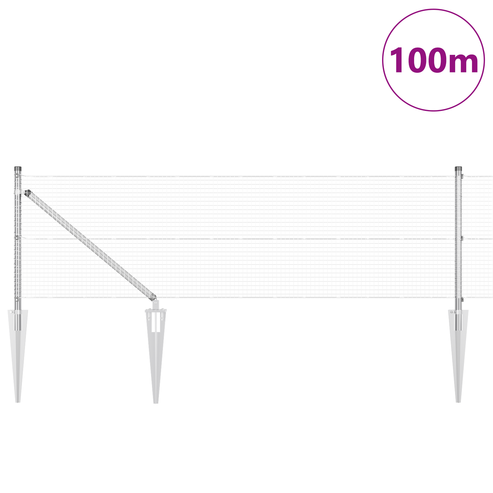 Thumbnail - vidaXL Geschweißter Drahtzaun mit 13 Spike-Posts 0,4 x 100 m galvanisierter Stahl