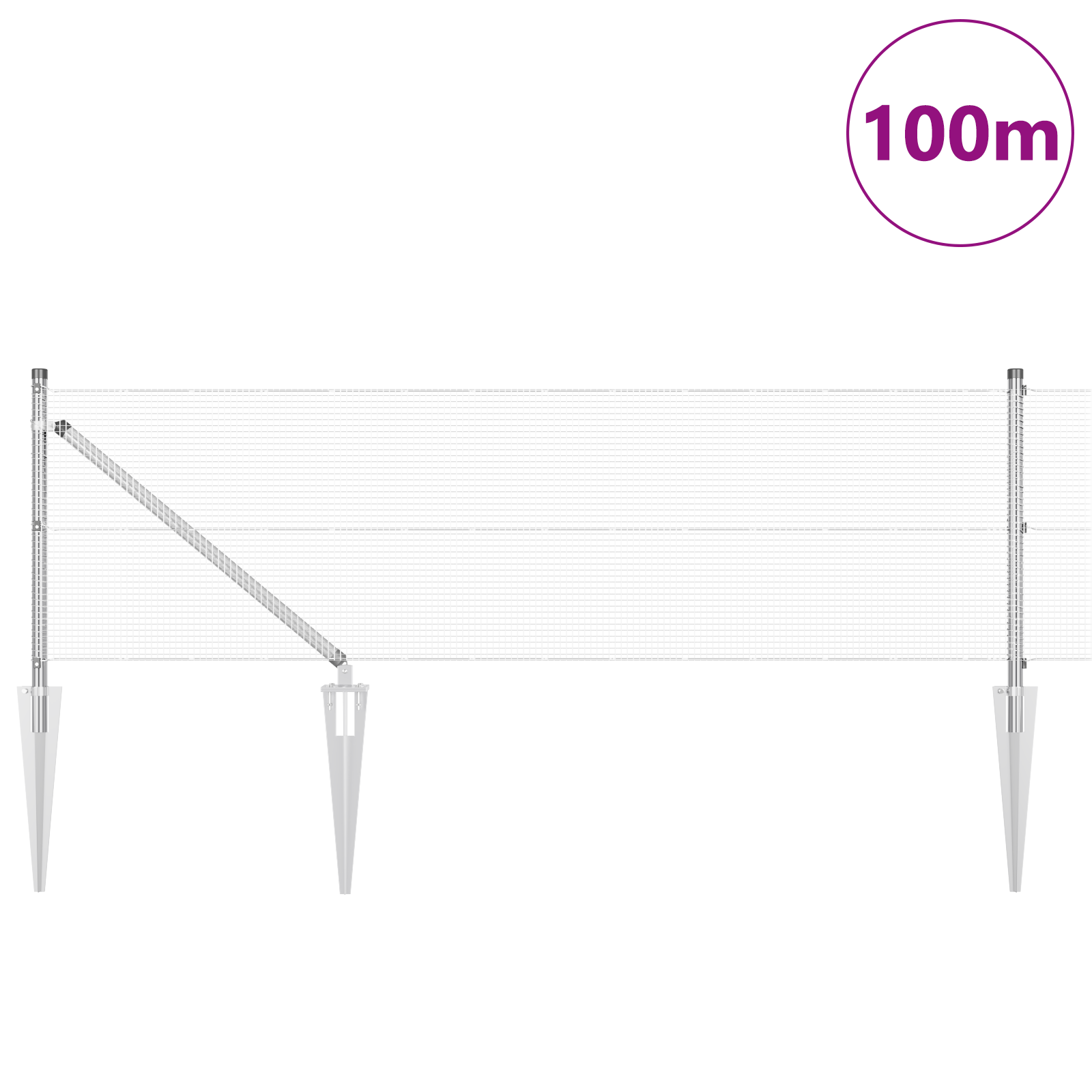 Welded Wire Fence with 13 Spike Posts 0.5x100 m Galvanised Steel - Image 3