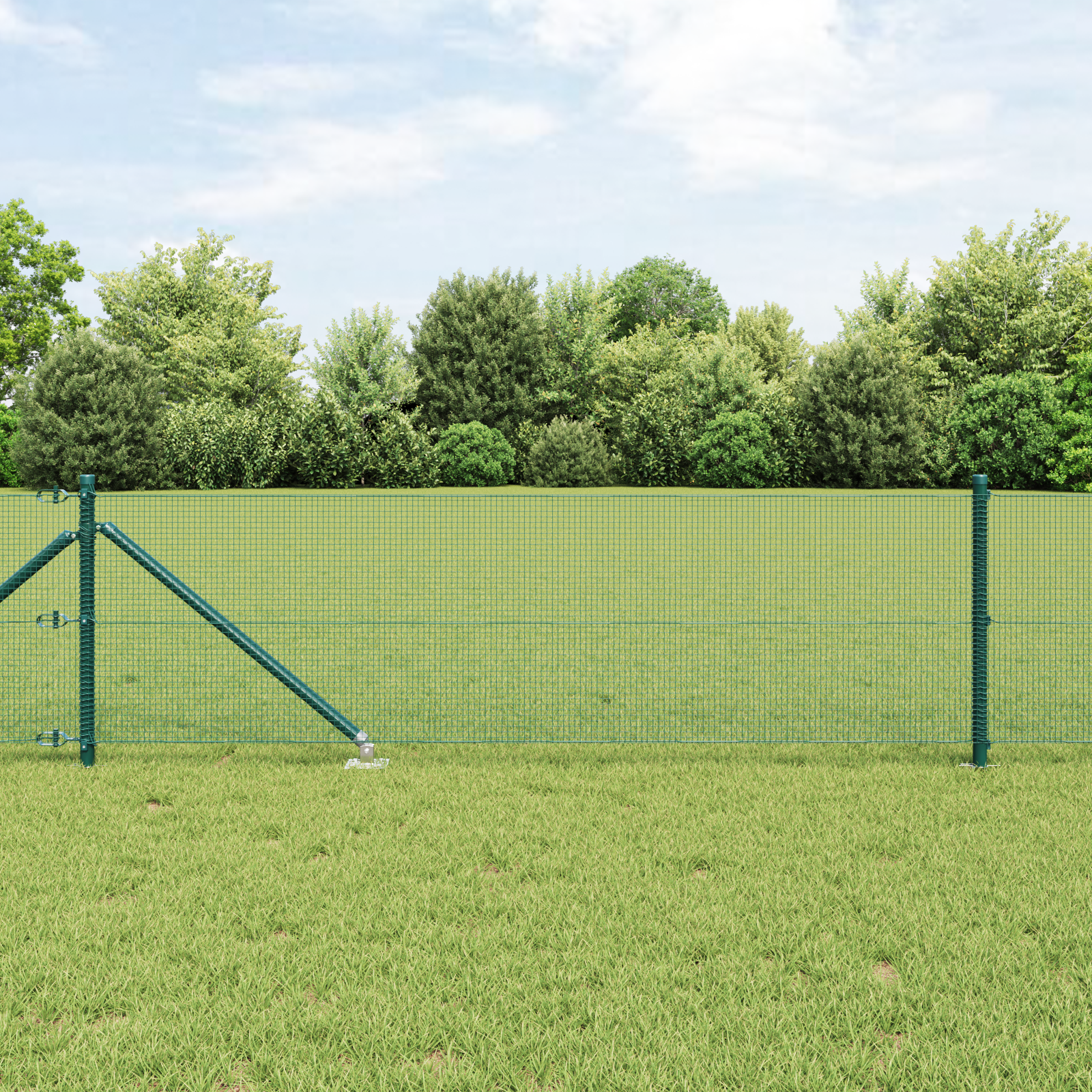 Fence Post Set Set of 2 Green Metal 10 x 0.5 m Durable