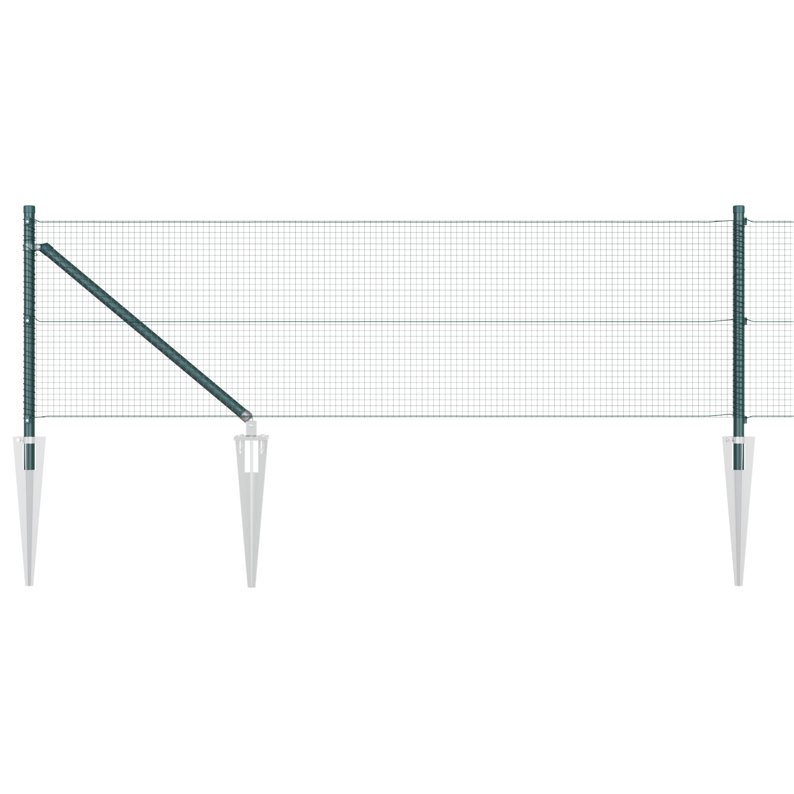 Welded Wire Fence with 7 Spike Posts Green 0.6x10 m Steel - Image 2