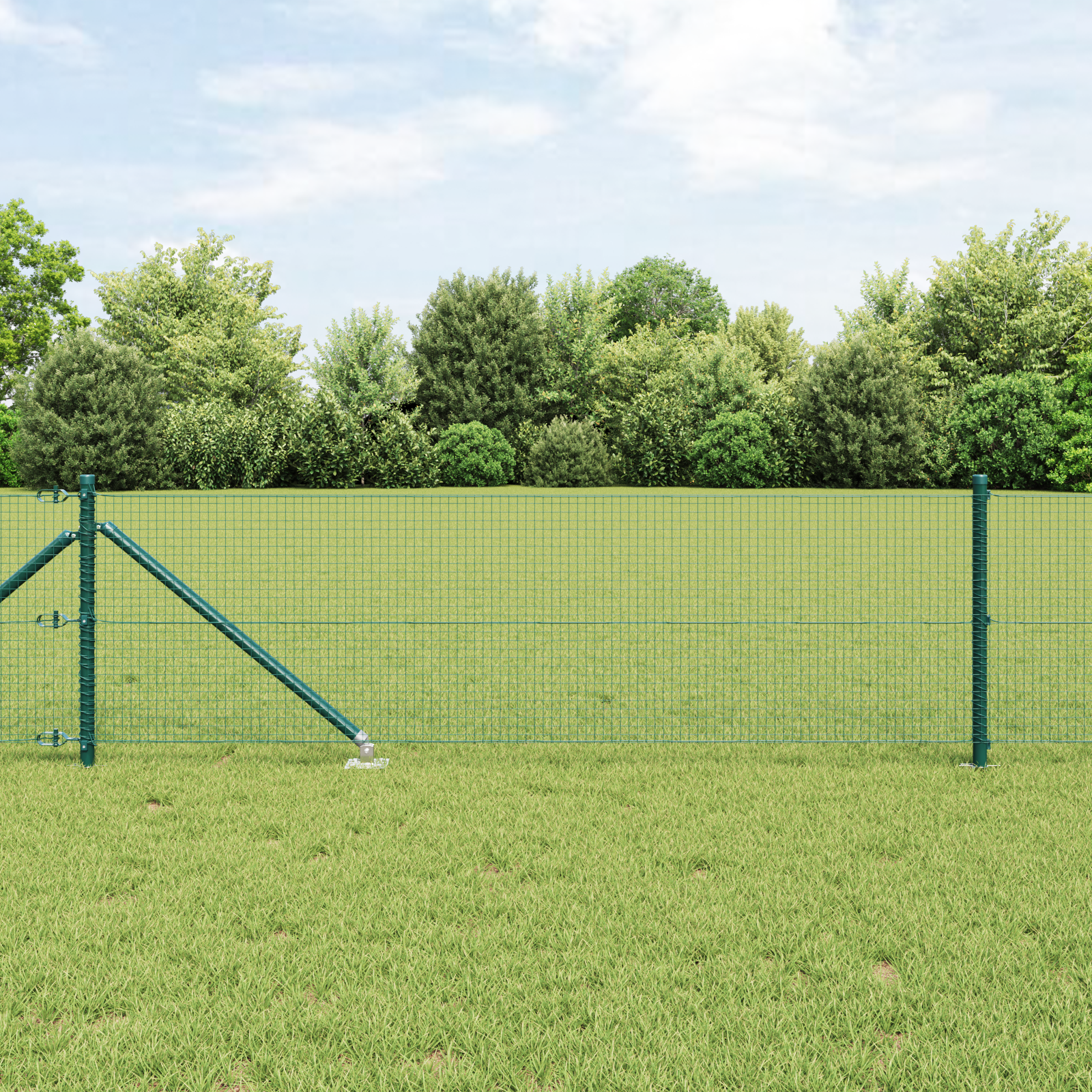 Welded Wire Fence with 7 Spike Posts Green 0.6x10 m Steel