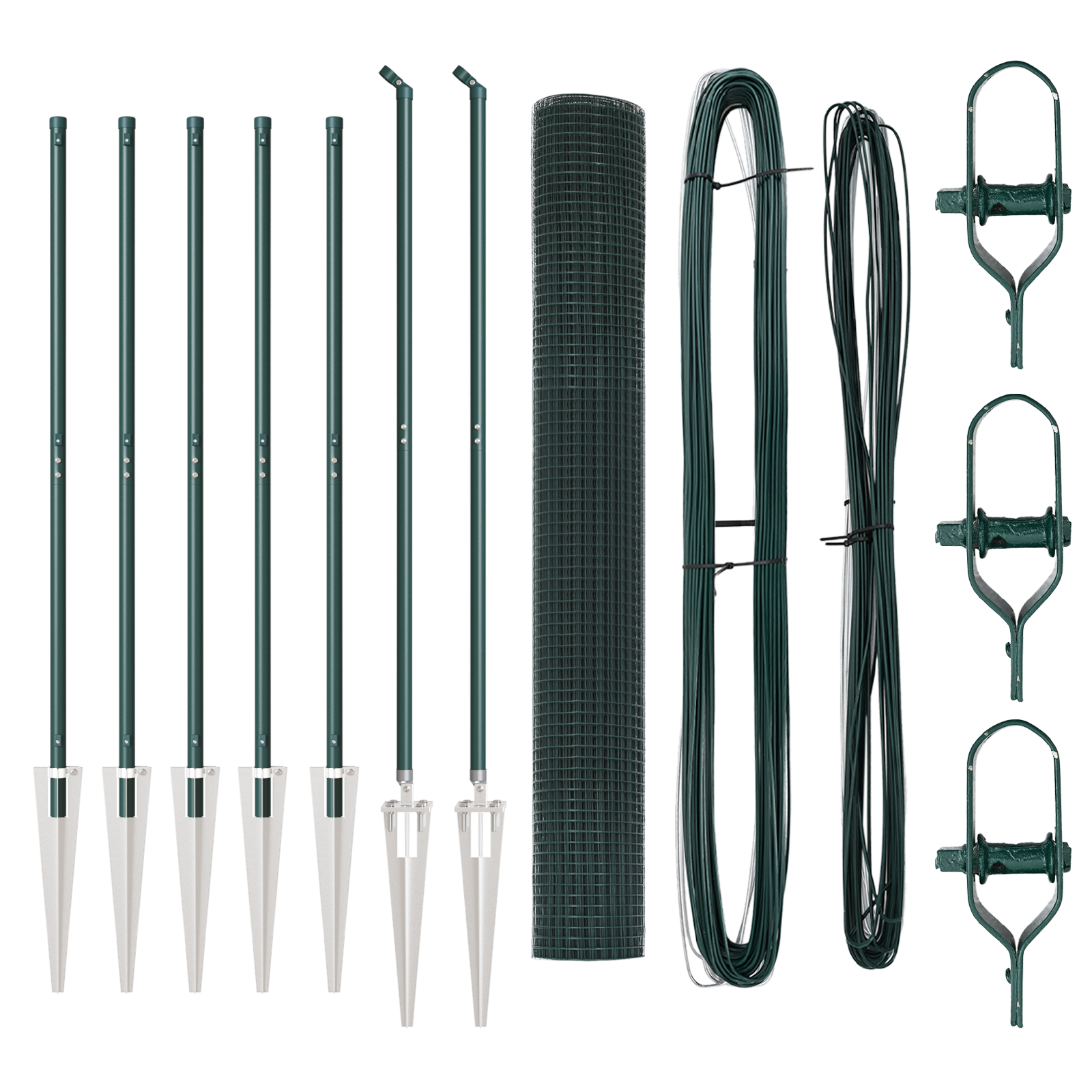 Green Fence Post Set Set of 2 Green Metal 10 x 1 m Durable - Image 4