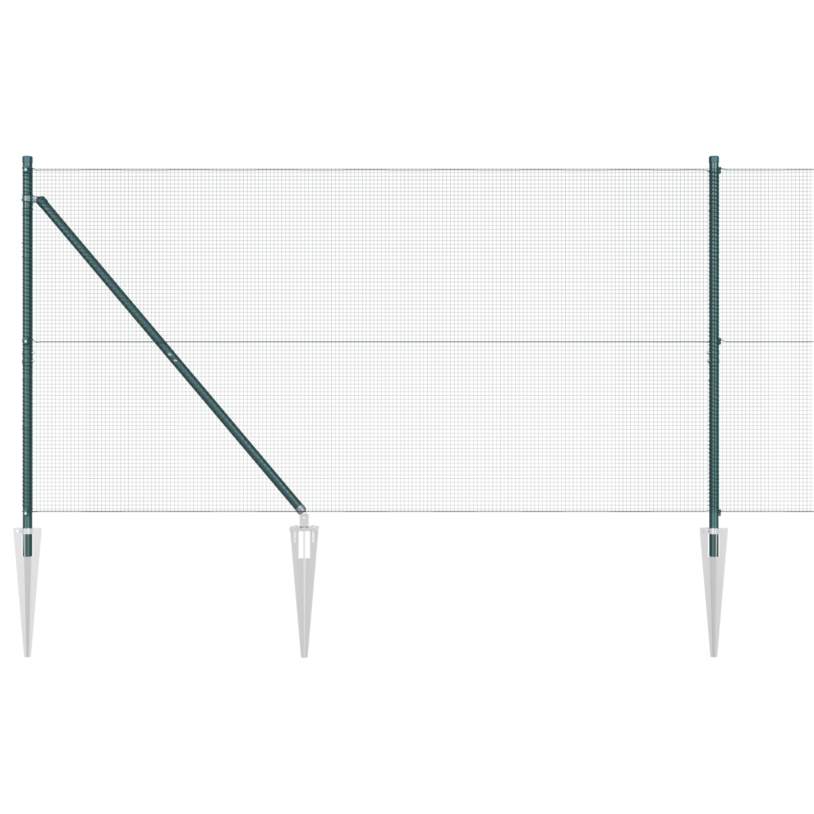 Welded Wire Fence with 7 Spike Posts Green 1.2x10 m Steel - Image 2