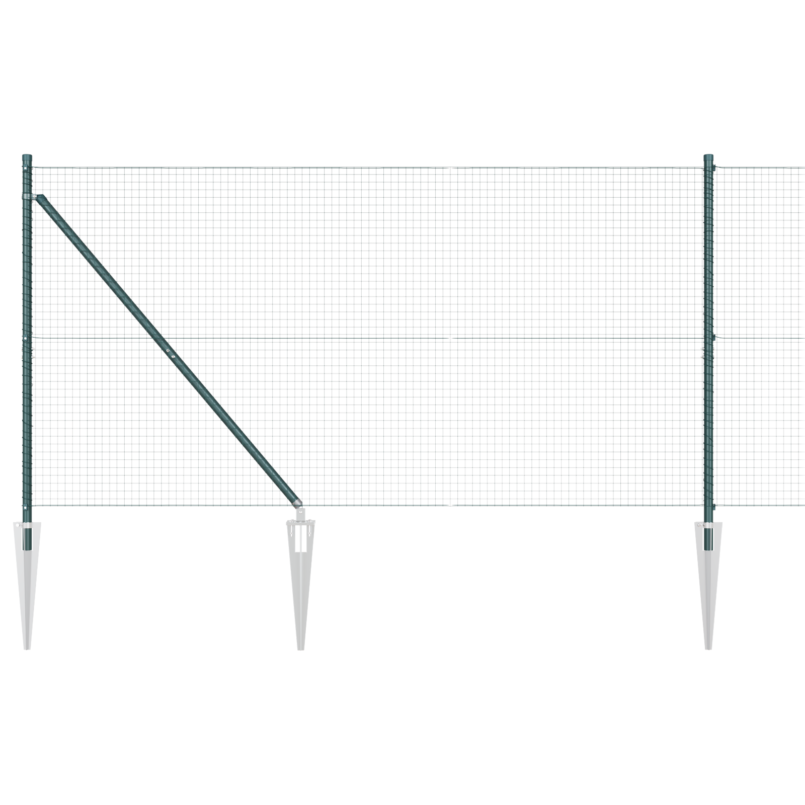Welded Wire Fence with 7 Spike Posts Green 1.2x10 m Steel - Image 2