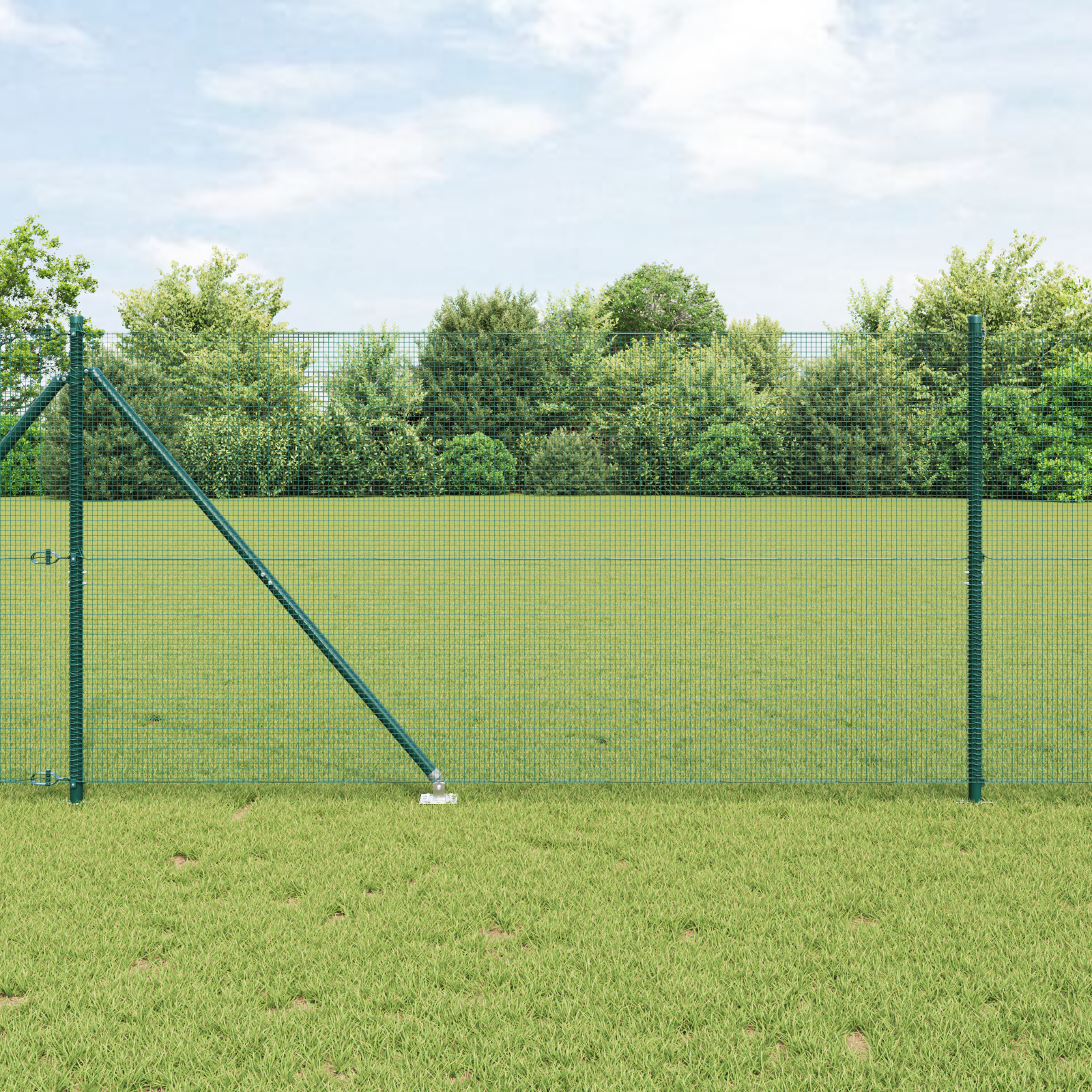 Welded Wire Fence with 7 Spike Posts Green 1.4x10 m Steel