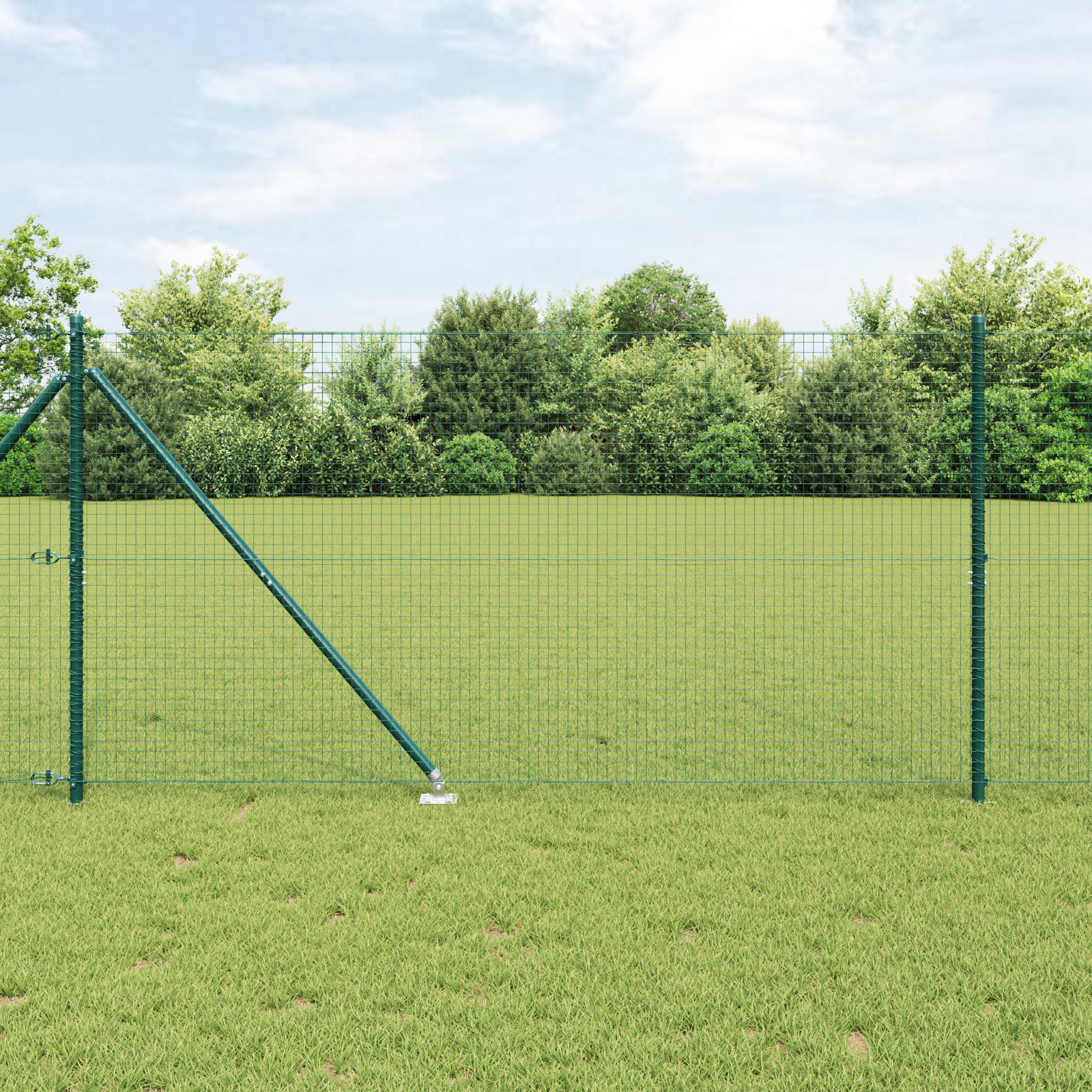 Welded Wire Fence with 7 Spike Posts Green 1.4x10 m Steel