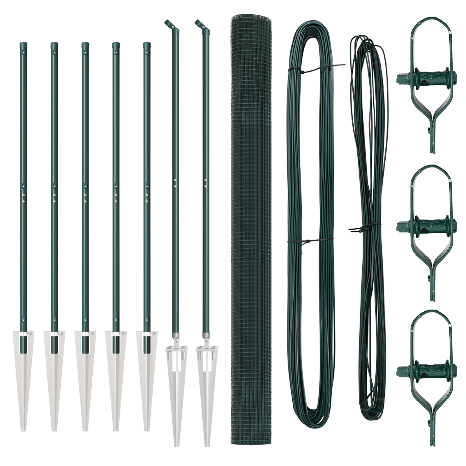 Welded Wire Fence with 7 Spike Posts Green 1.6x10 m Steel - Image 2