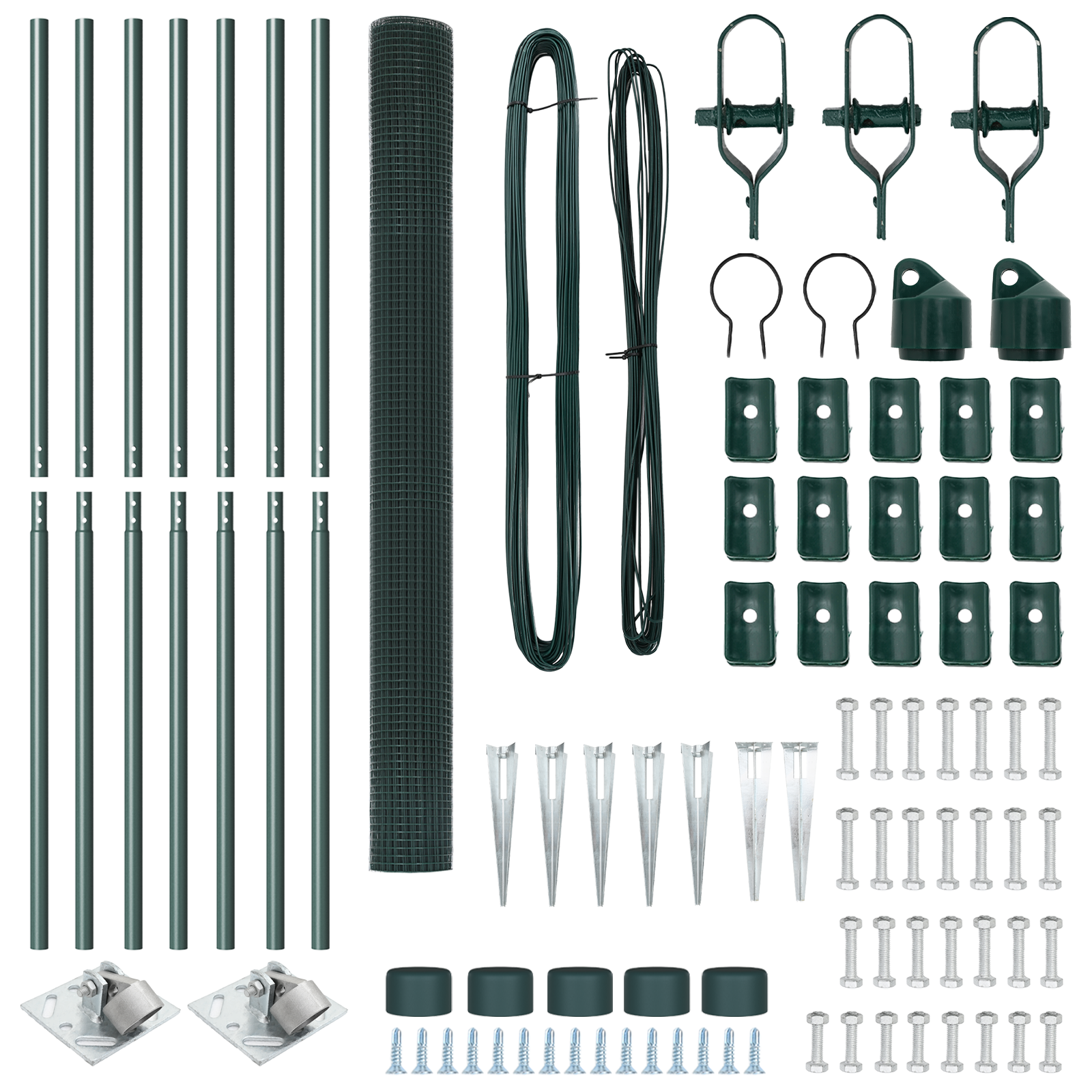 Welded Wire Fence with 7 Spike Posts Green 1.6x10 m Steel - Image 4