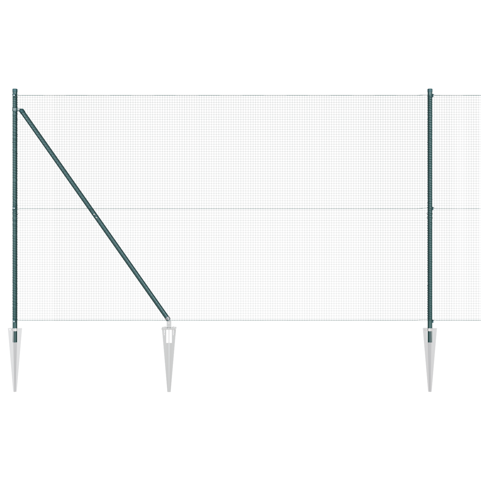 Welded Wire Fence with 7 Spike Posts Green 1.6x10 m Steel - Image 6