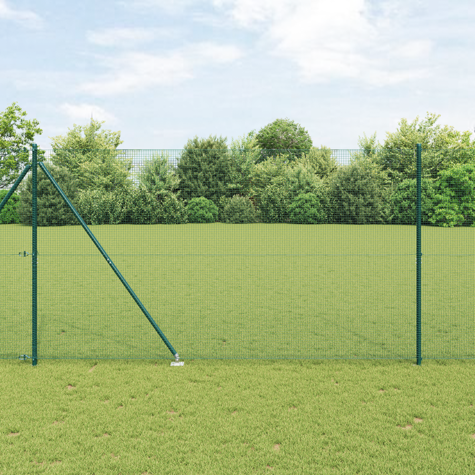 Welded Wire Fence with 7 Spike Posts Green 1.6x10 m Steel