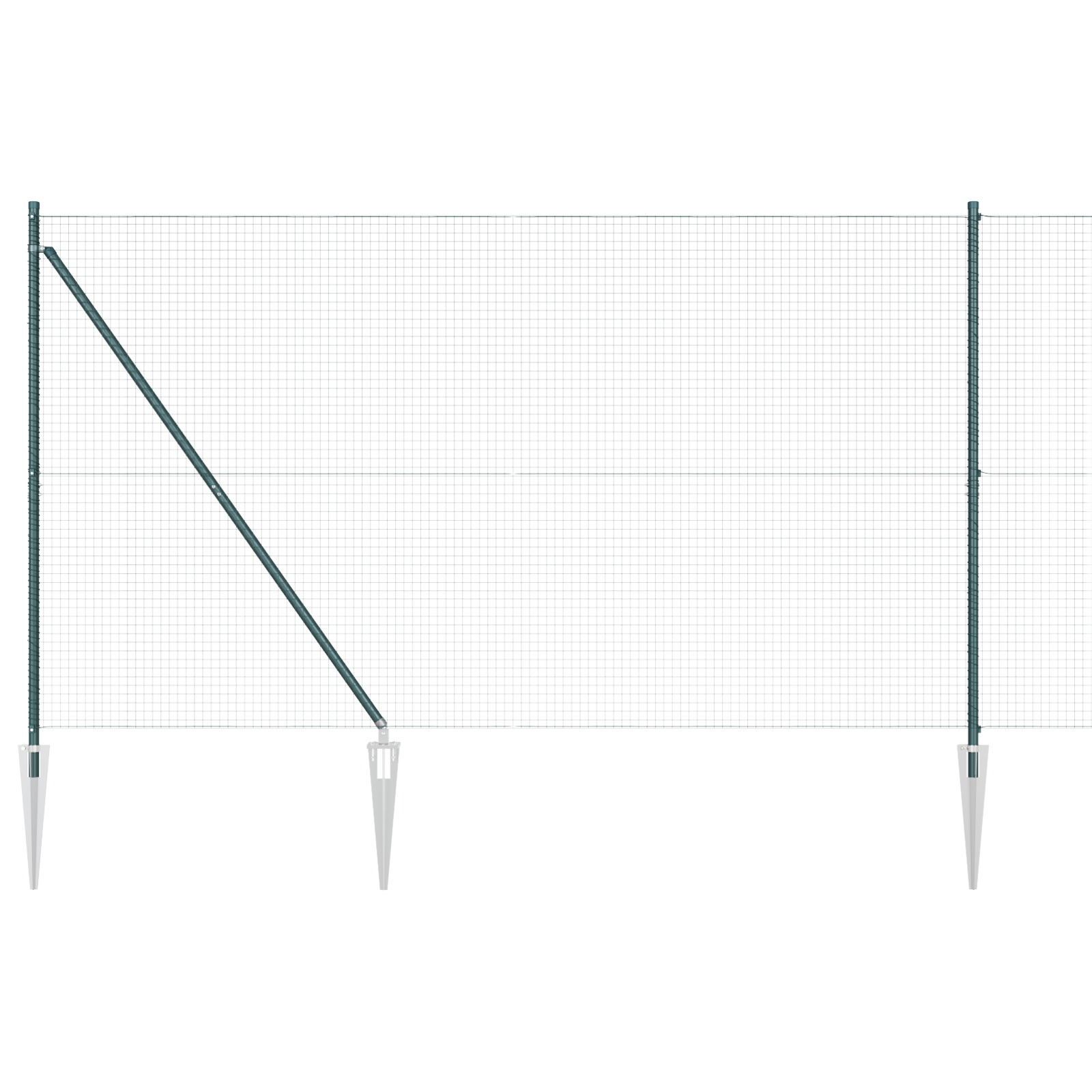 Welded Wire Fence with 7 Spike Posts Green 1.6x10 m Steel - Image 6