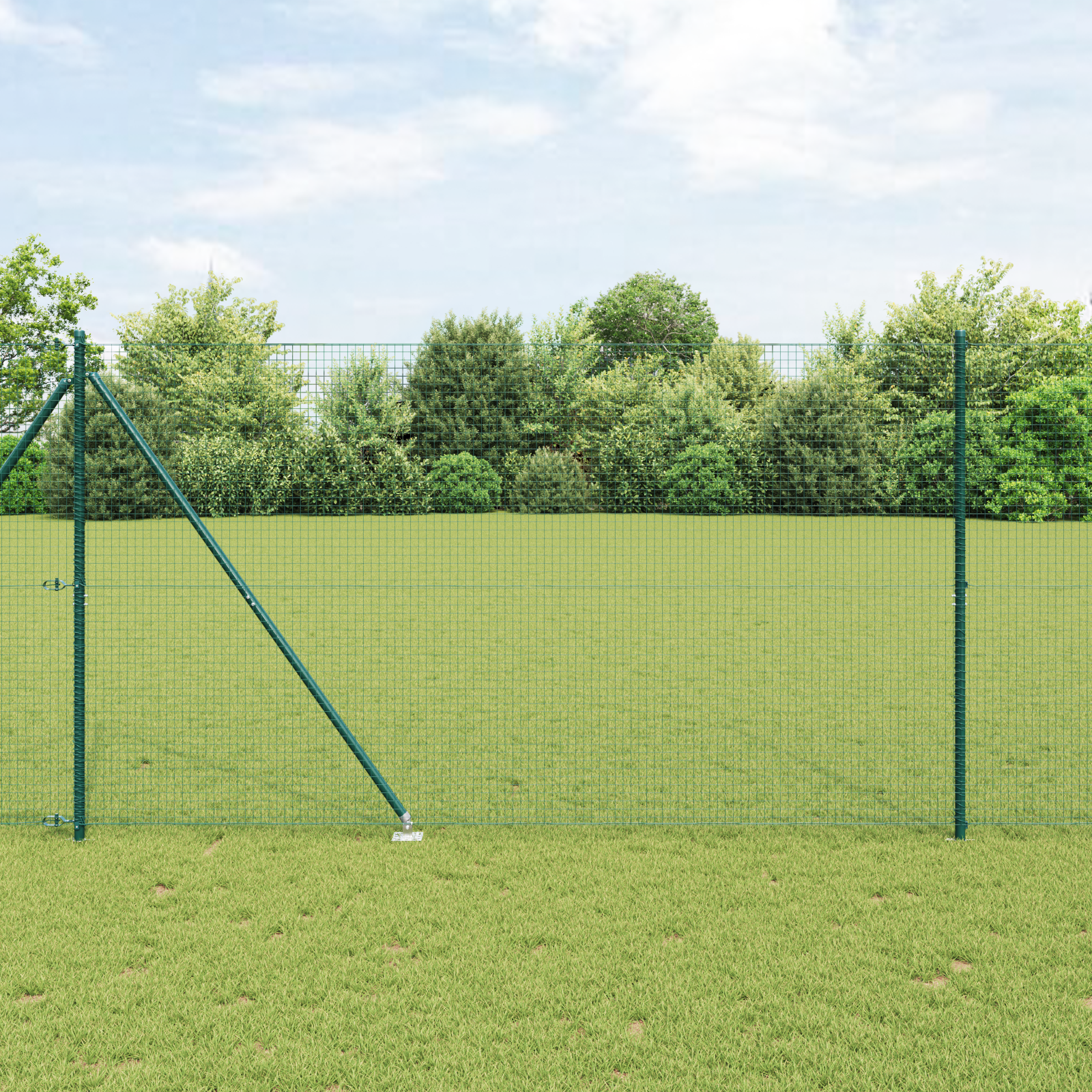 Welded Wire Fence with 7 Spike Posts Green 1.6x10 m Steel