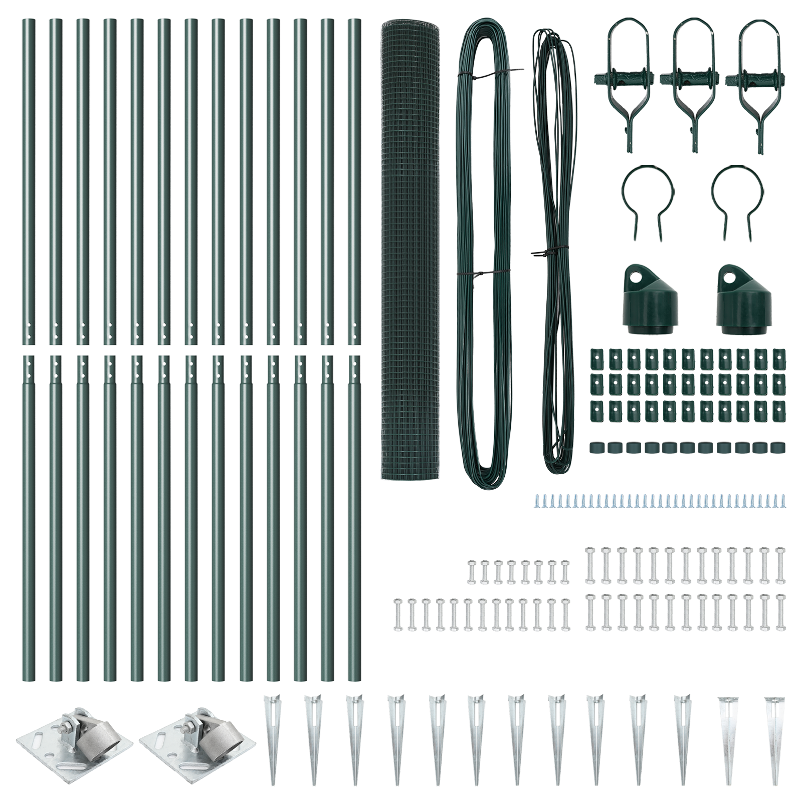 Fence Post Set Set of 2 Green Metal 25 x 1 m Durable - Image 4