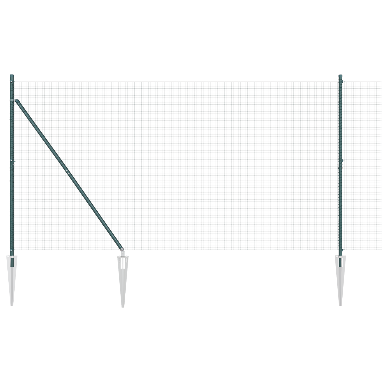 Welded Wire Fence with 13 Spike Posts Green 1.4x25 m Steel - Image 6